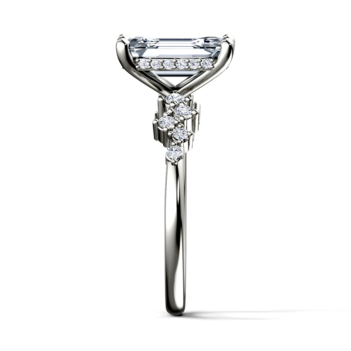 Image for Platinum Emerald Side stone engagement ring