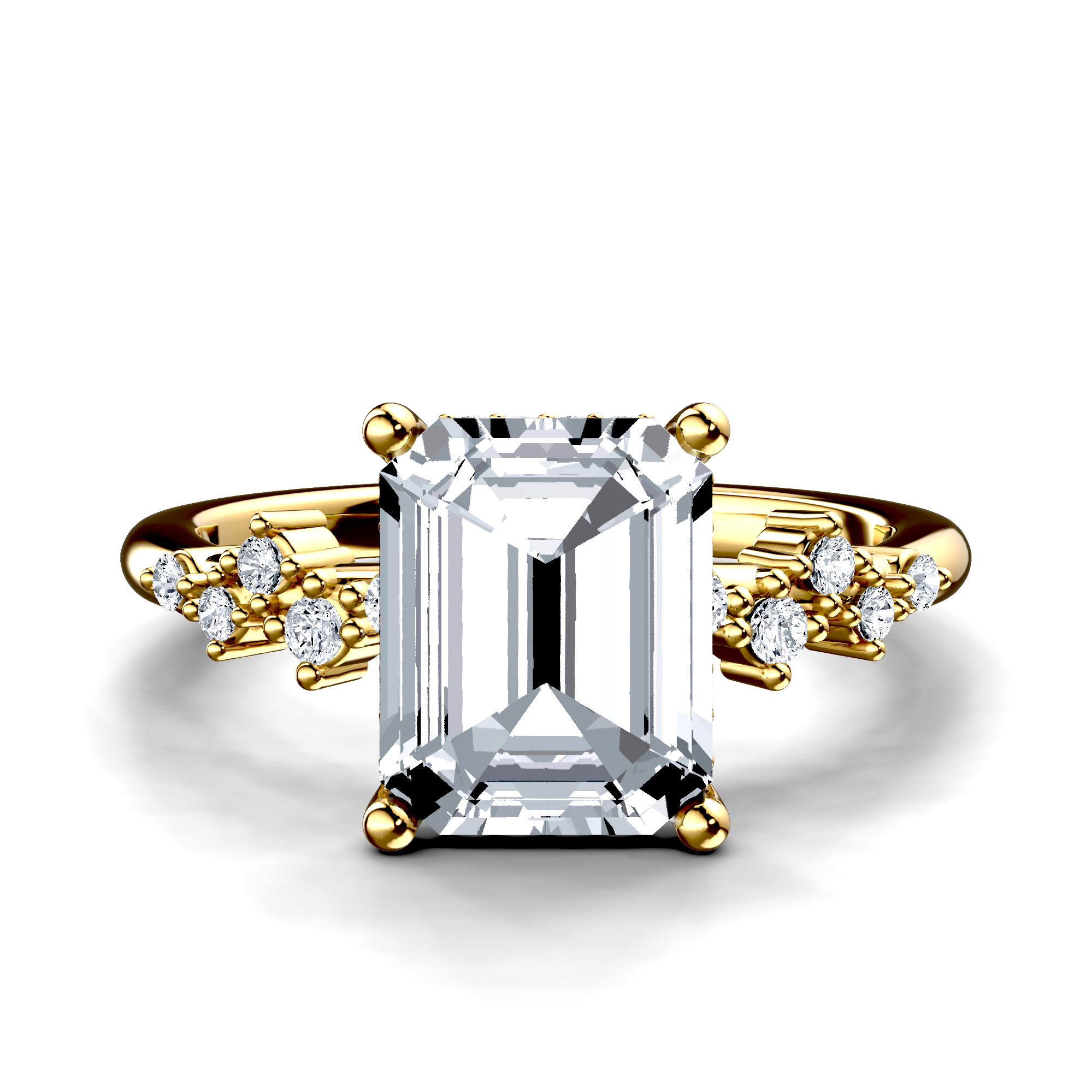 Image for 18K Yellow Gold Emerald Side stone engagement ring