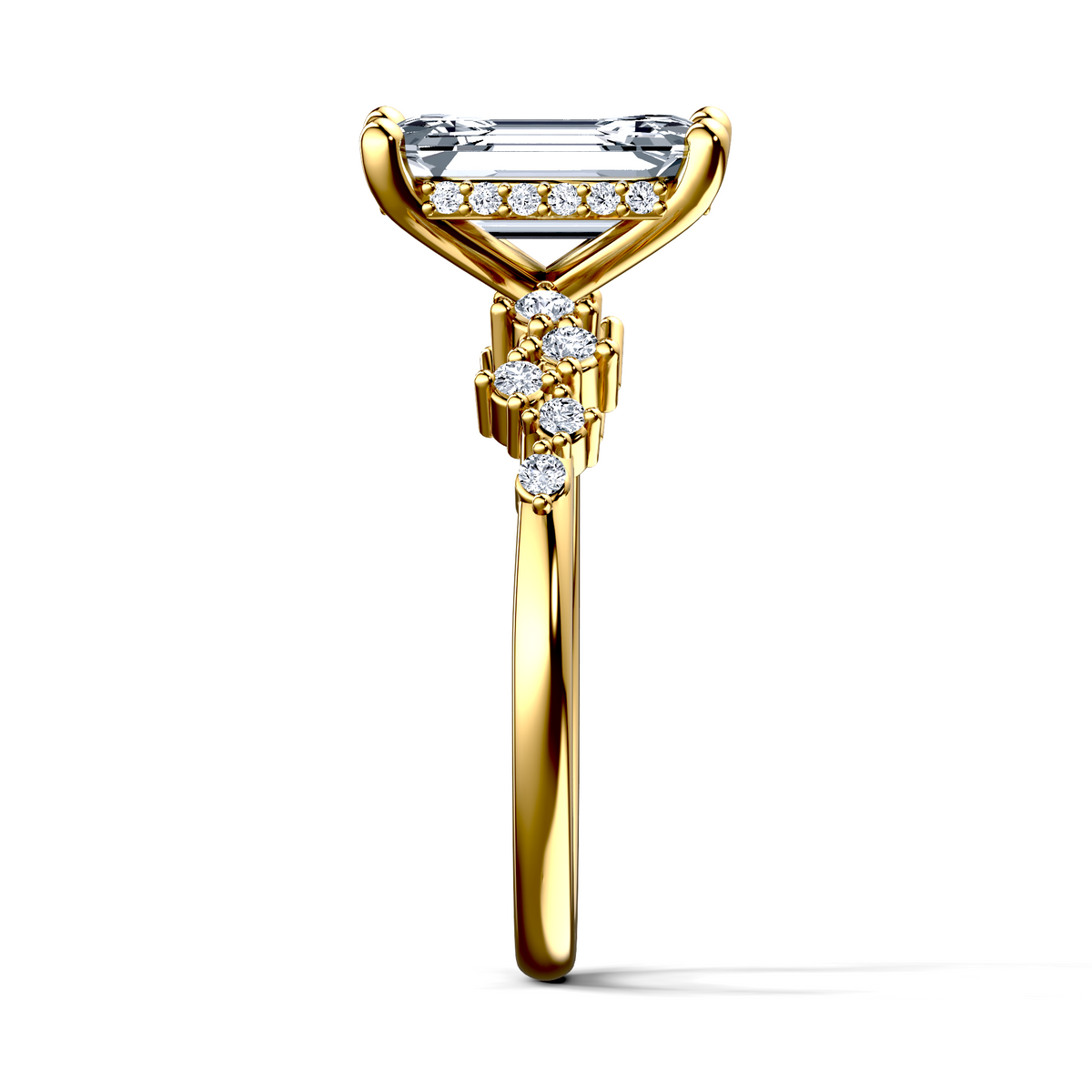 Image for 14K Yellow Gold Emerald Side stone engagement ring