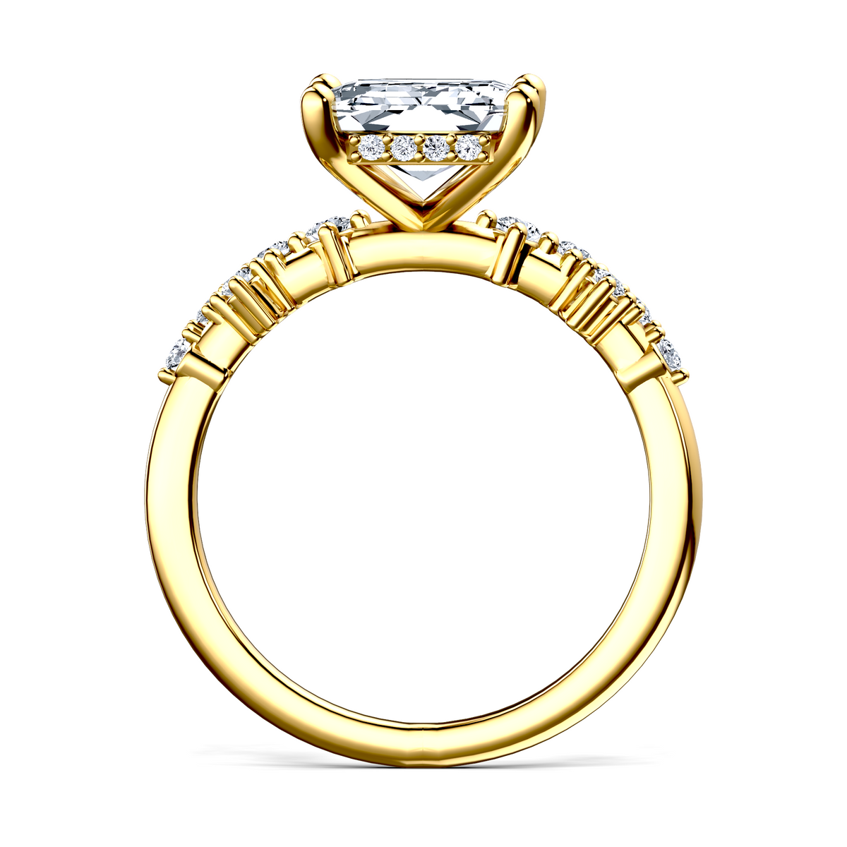 Image for 18K Yellow Gold Emerald Side stone engagement ring