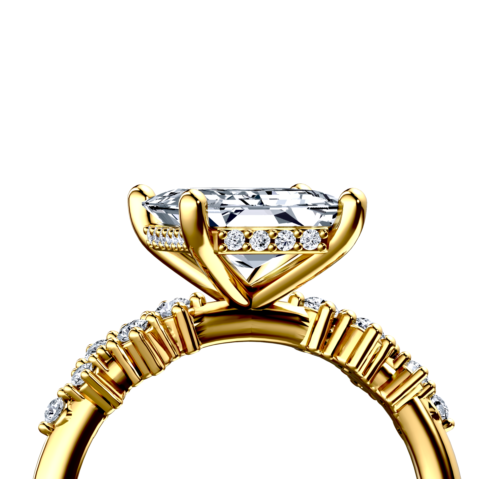 Image for 18K Yellow Gold Emerald Side stone engagement ring