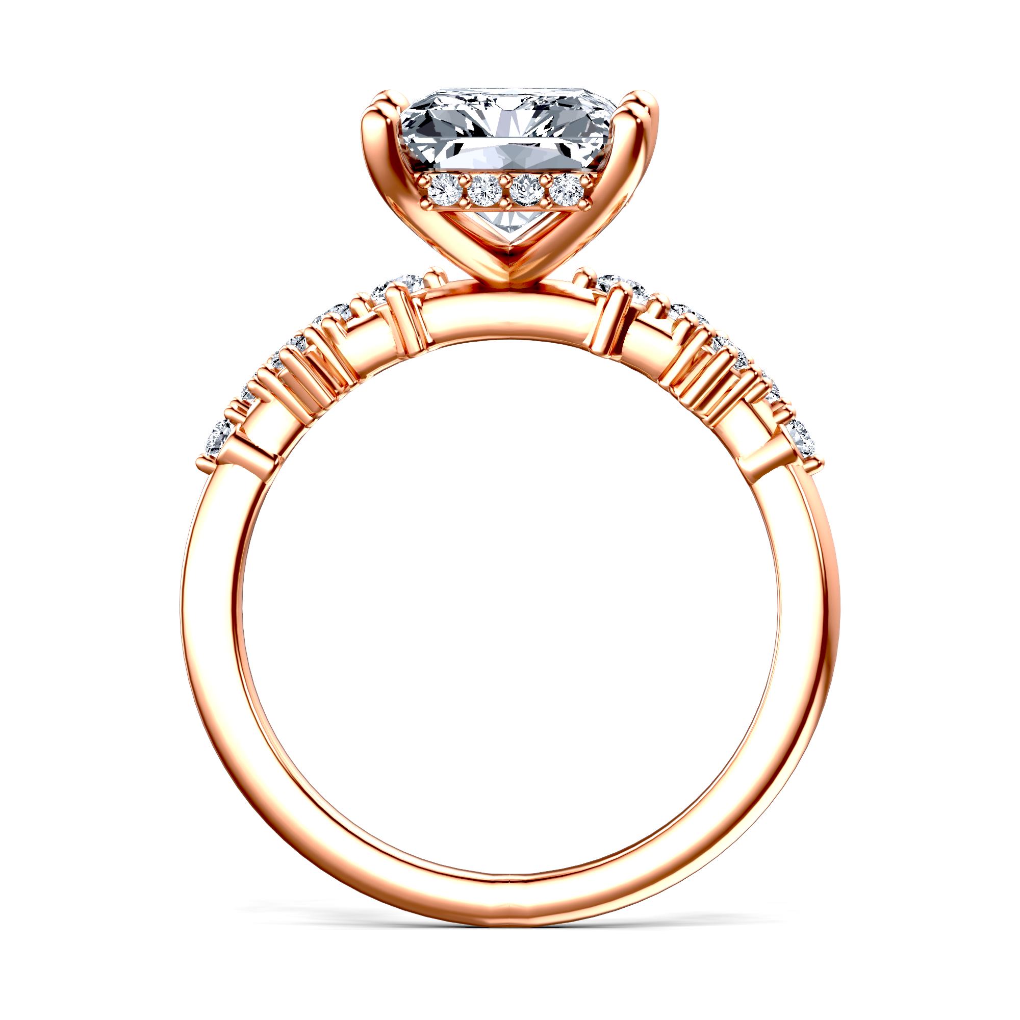 Image for 14K Rose Gold Radiant Side stone engagement ring