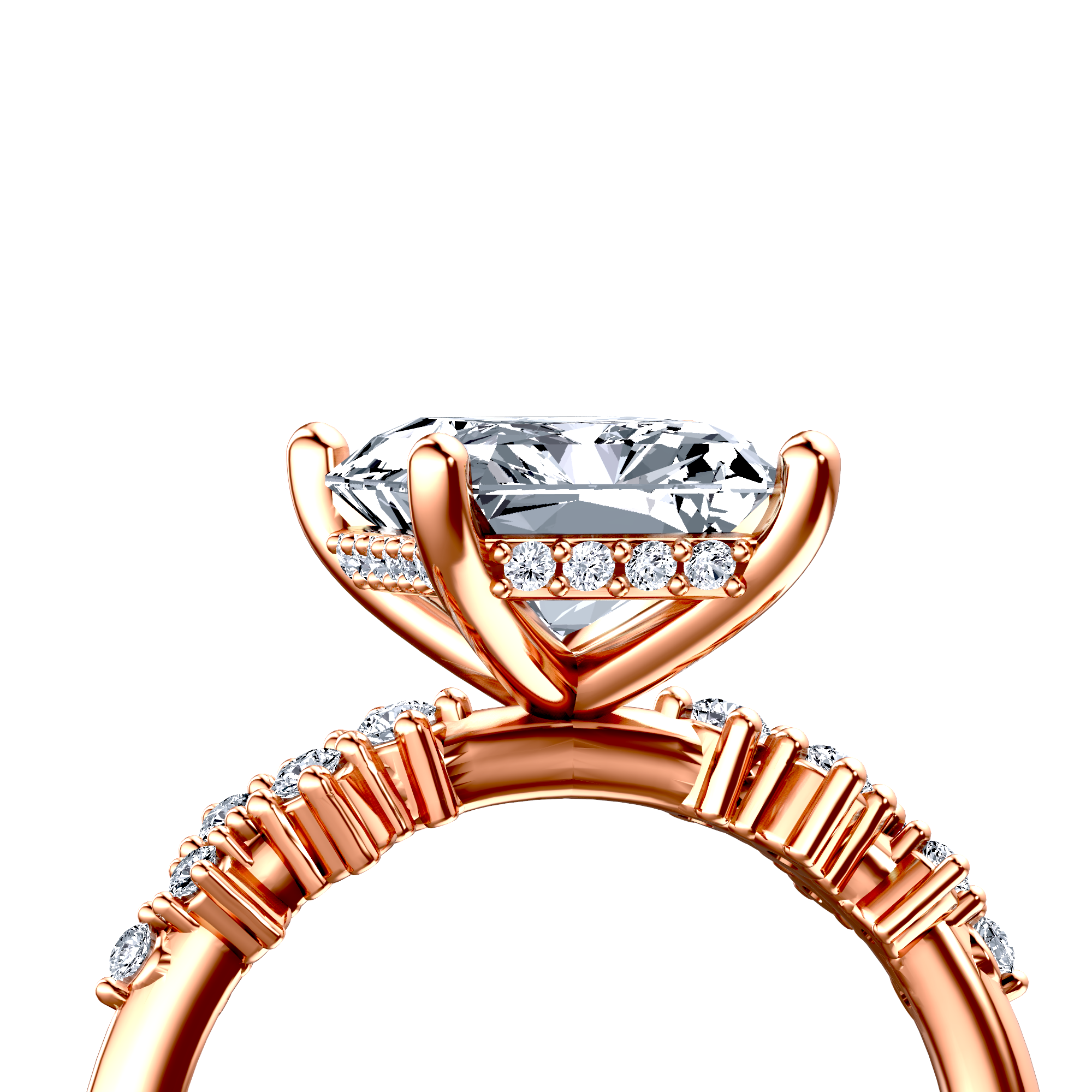 Image for 14K Rose Gold Radiant Side stone engagement ring
