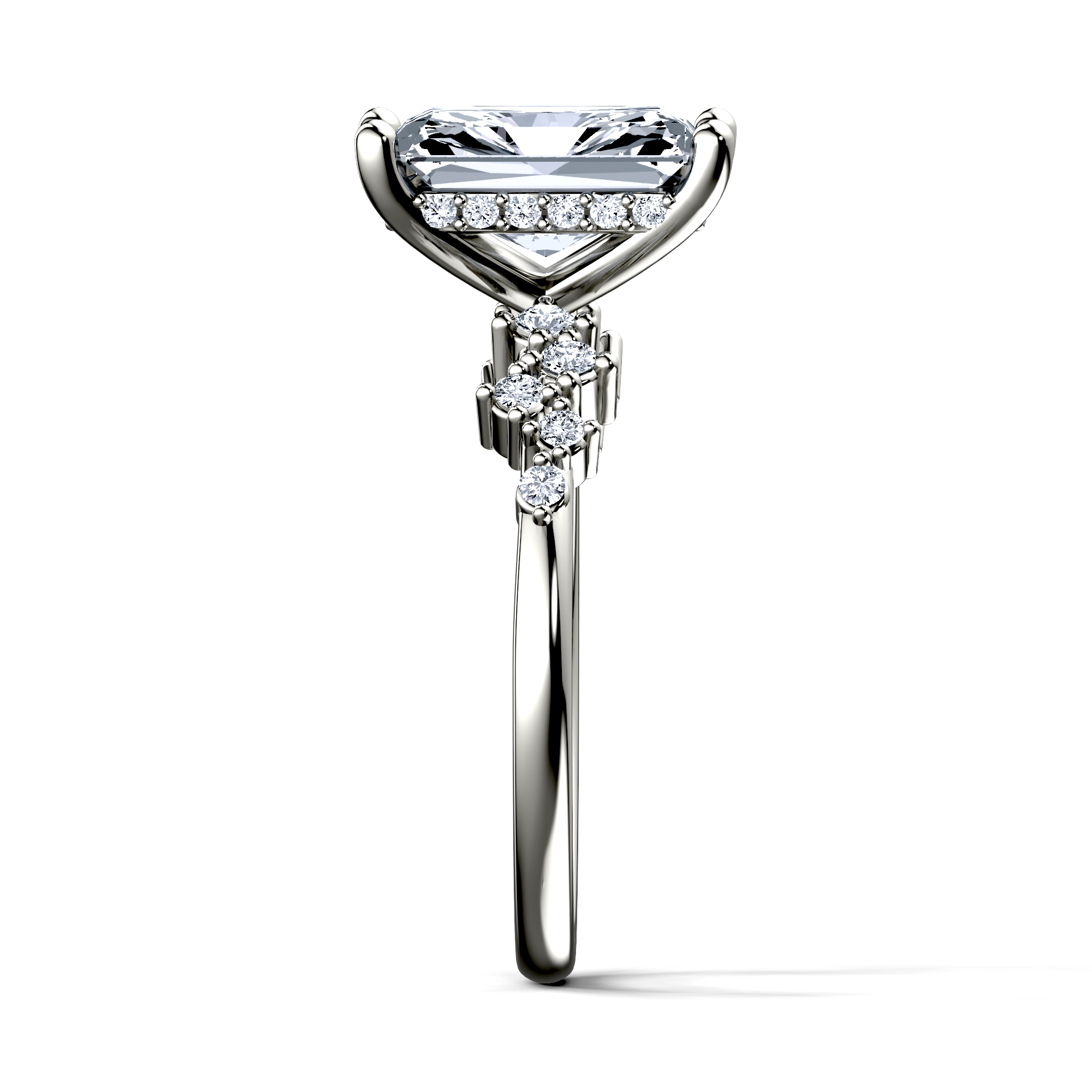 Image for Platinum Radiant Side stone engagement ring