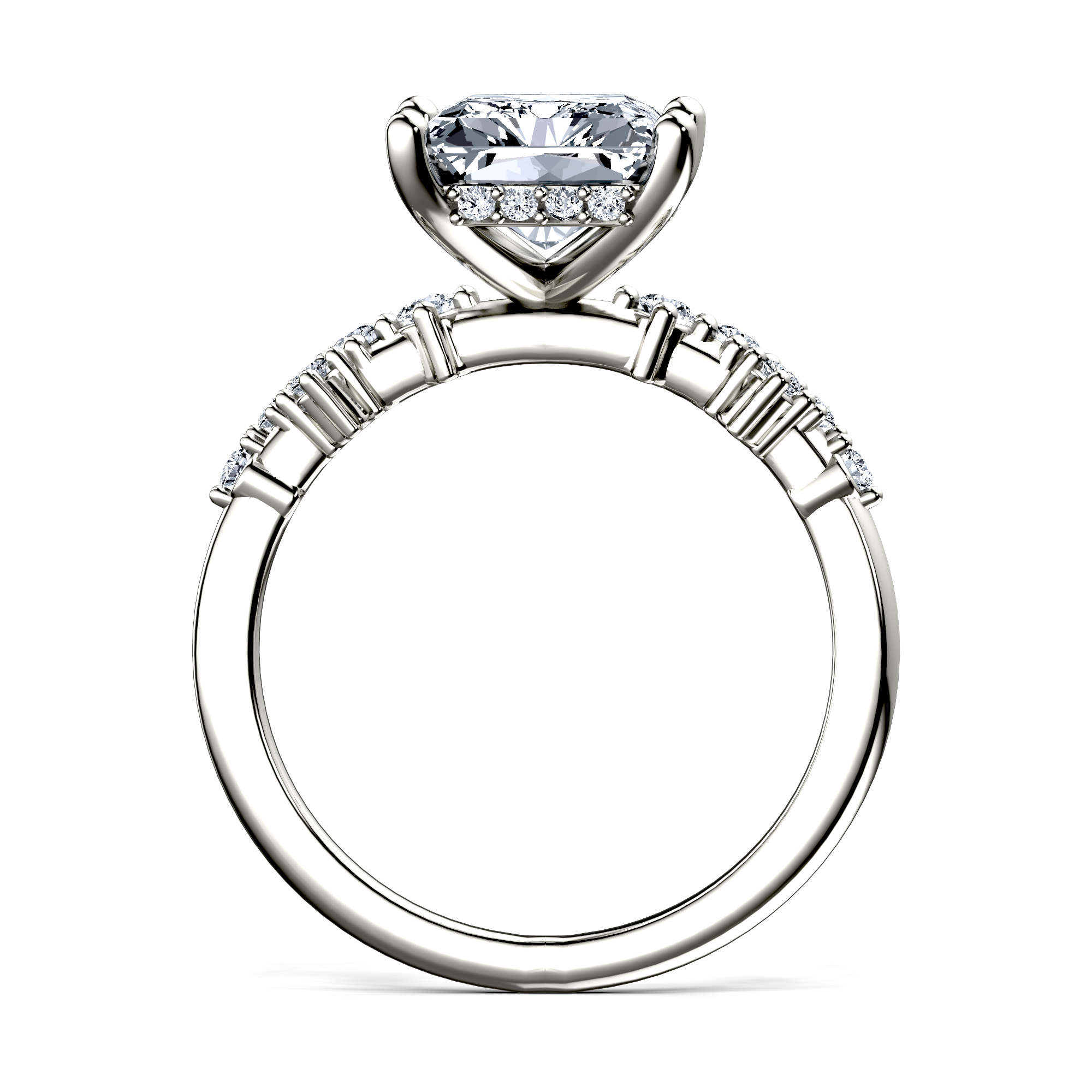 Image for Platinum Radiant Side stone engagement ring