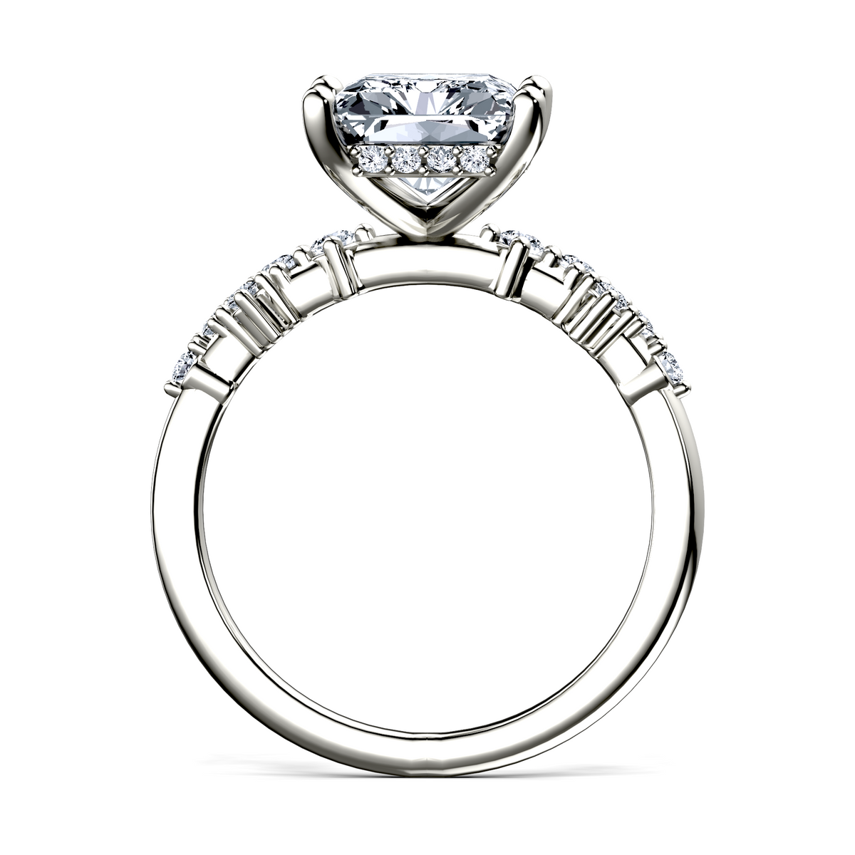 Image for 18K White Gold Radiant Side stone engagement ring