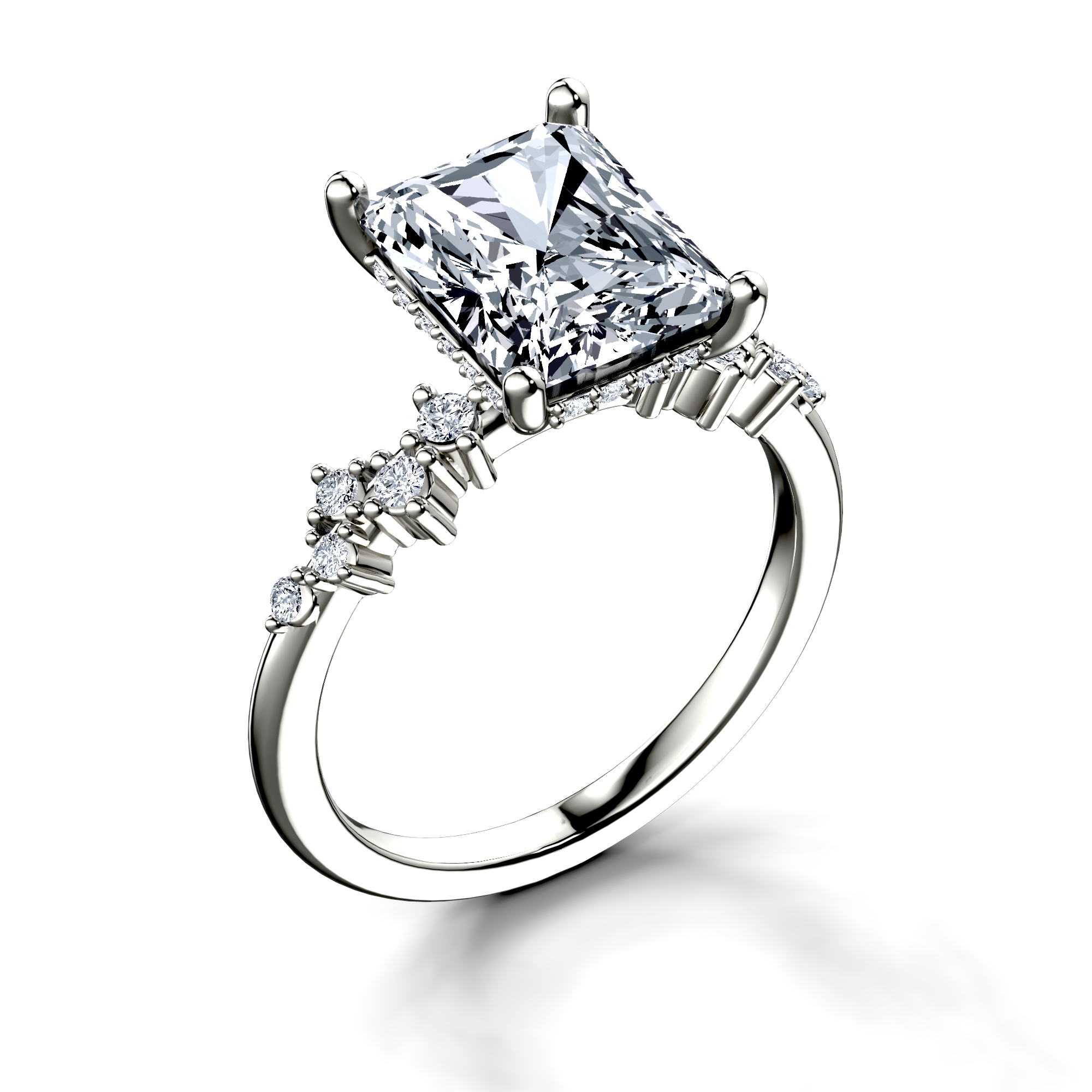 Image for Platinum Radiant Side stone engagement ring