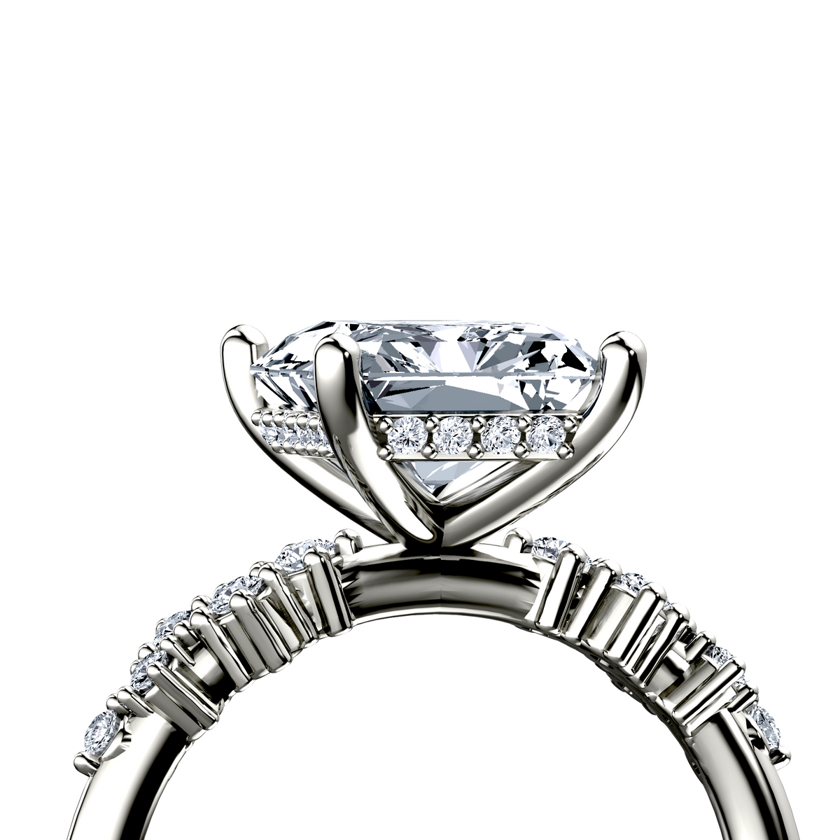 Image for 18K White Gold Radiant Side stone engagement ring
