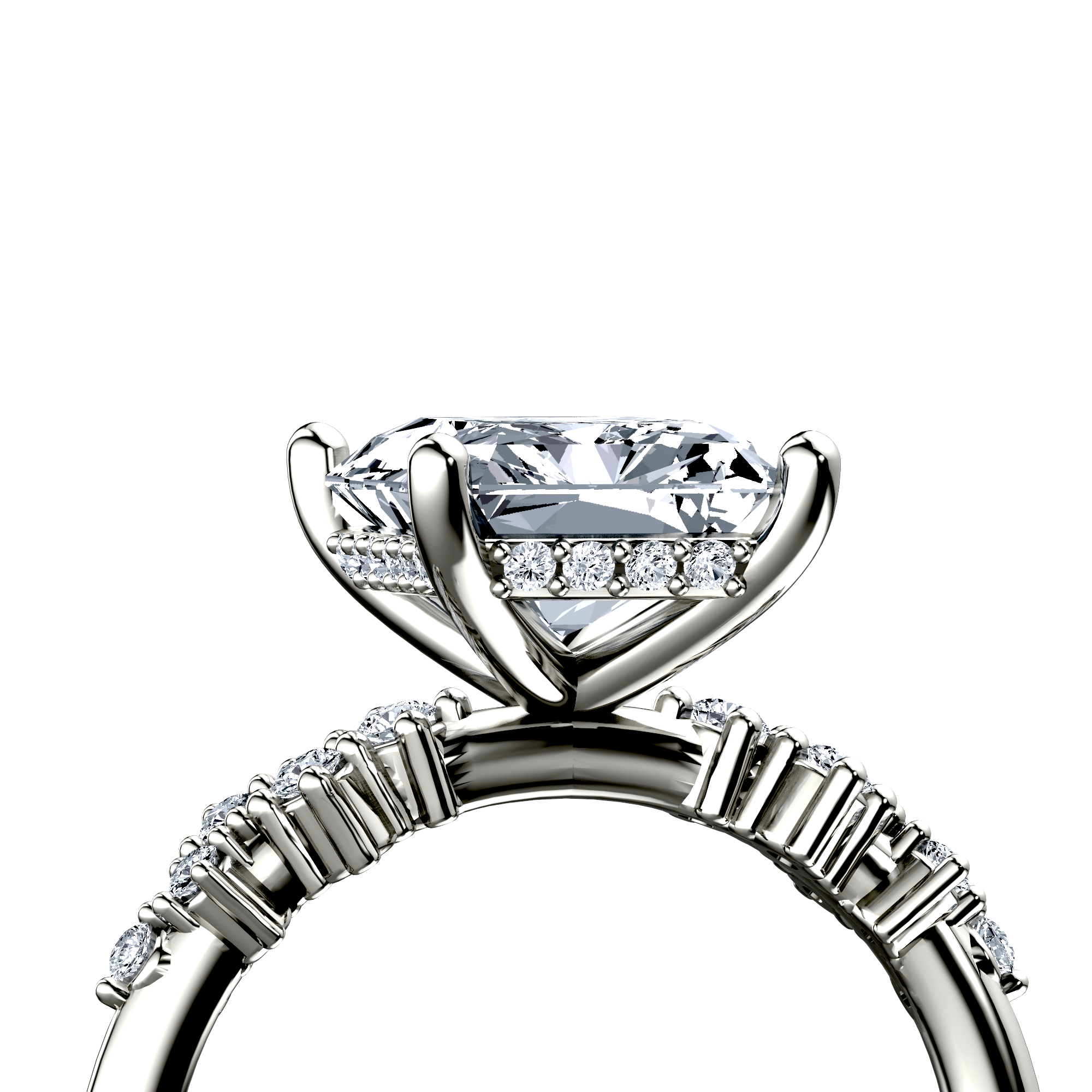Image for Platinum Radiant Side stone engagement ring
