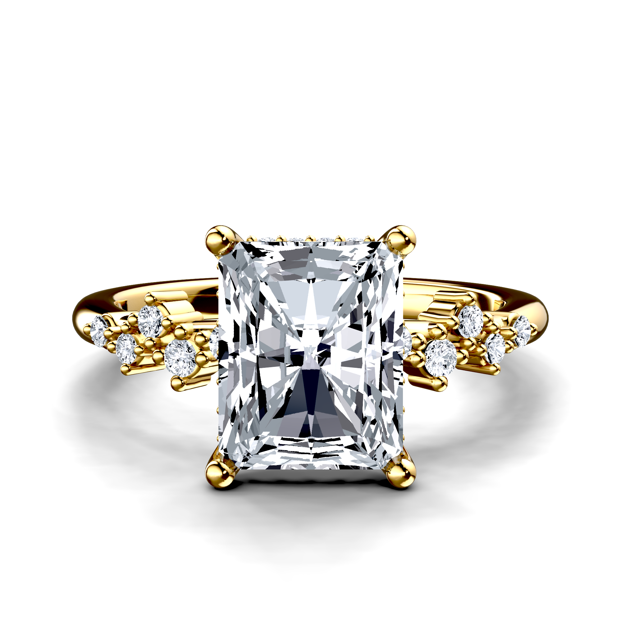 Image for 14K Yellow Gold Radiant Side stone engagement ring