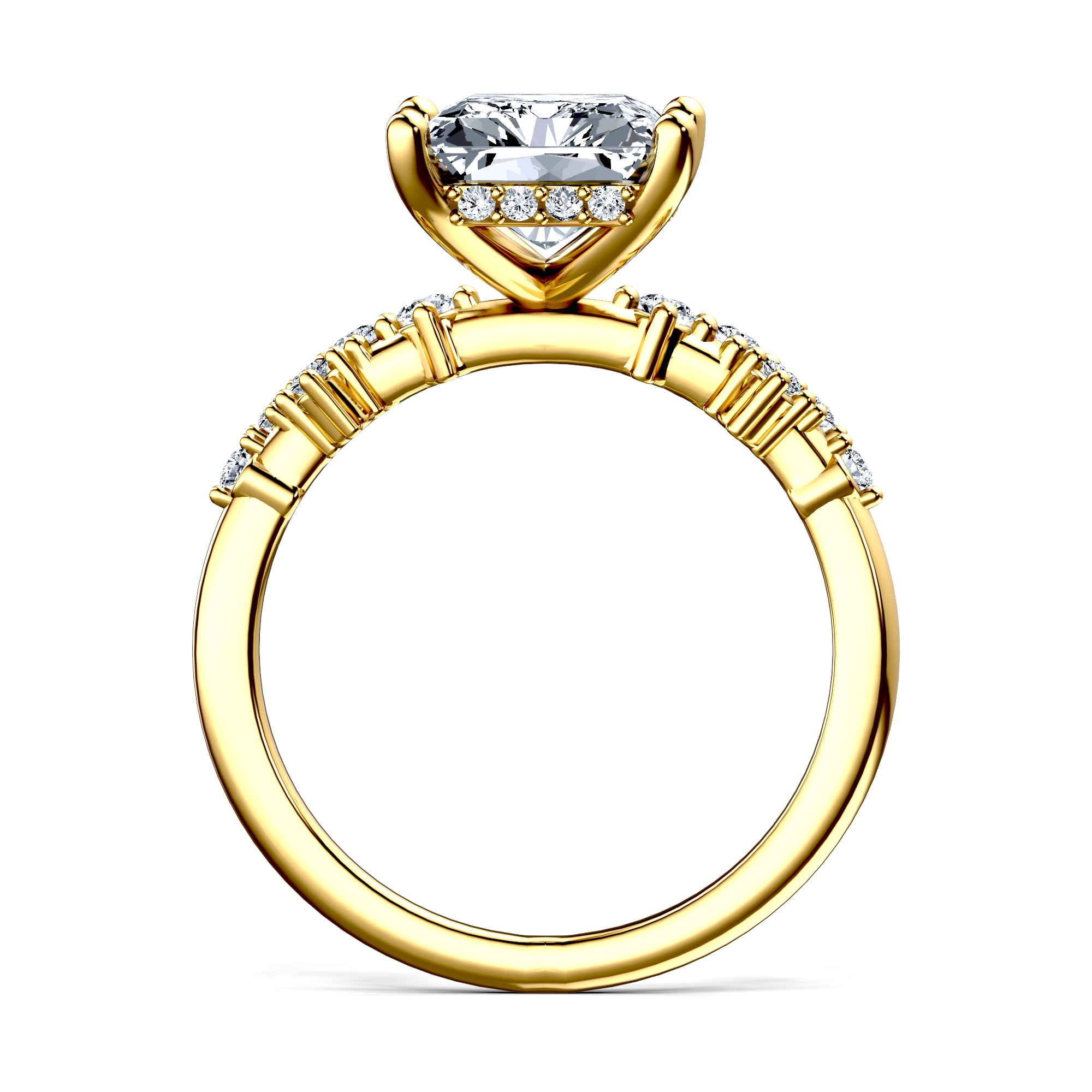 Image for 18K Yellow Gold Radiant Side stone engagement ring
