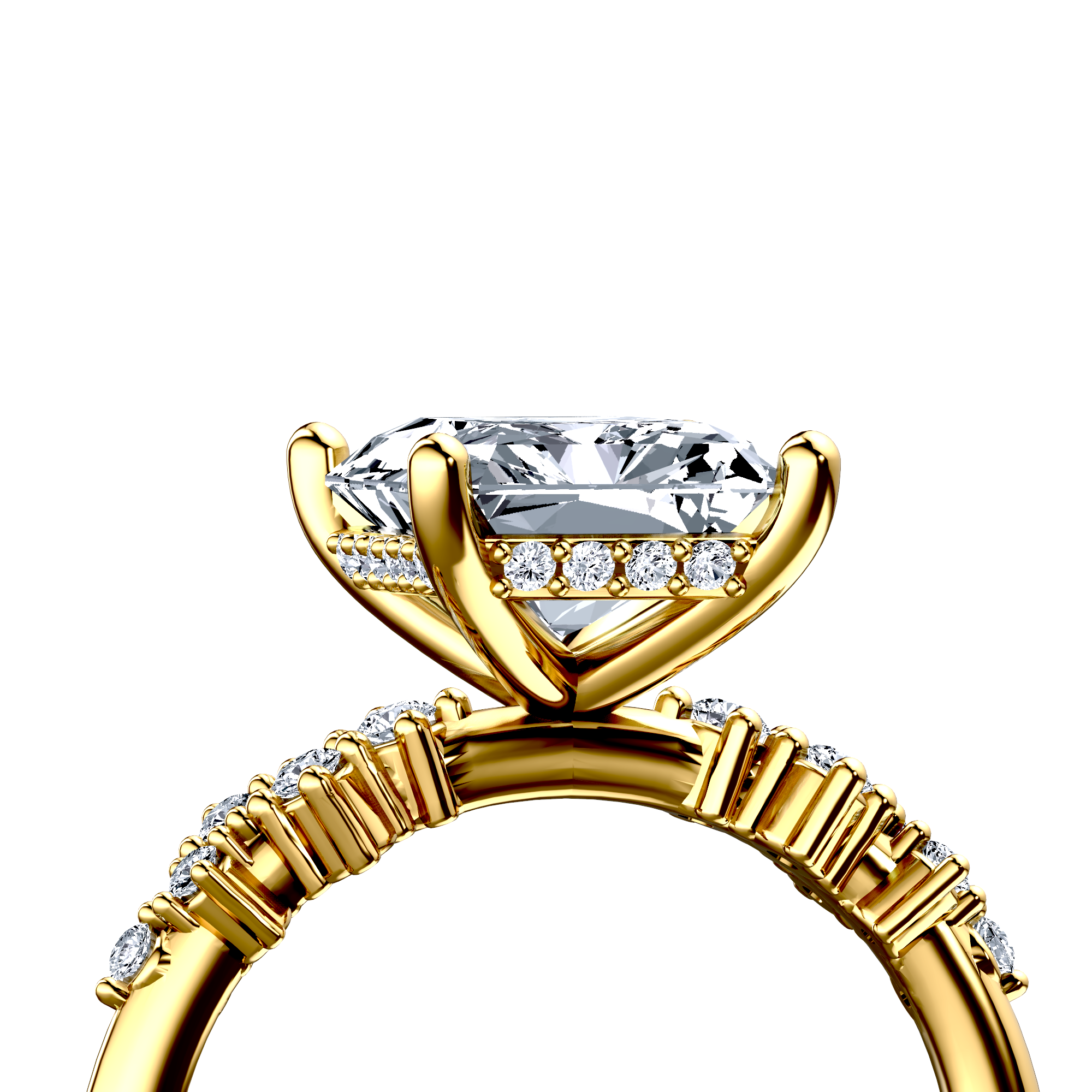 Image for 14K Yellow Gold Radiant Side stone engagement ring