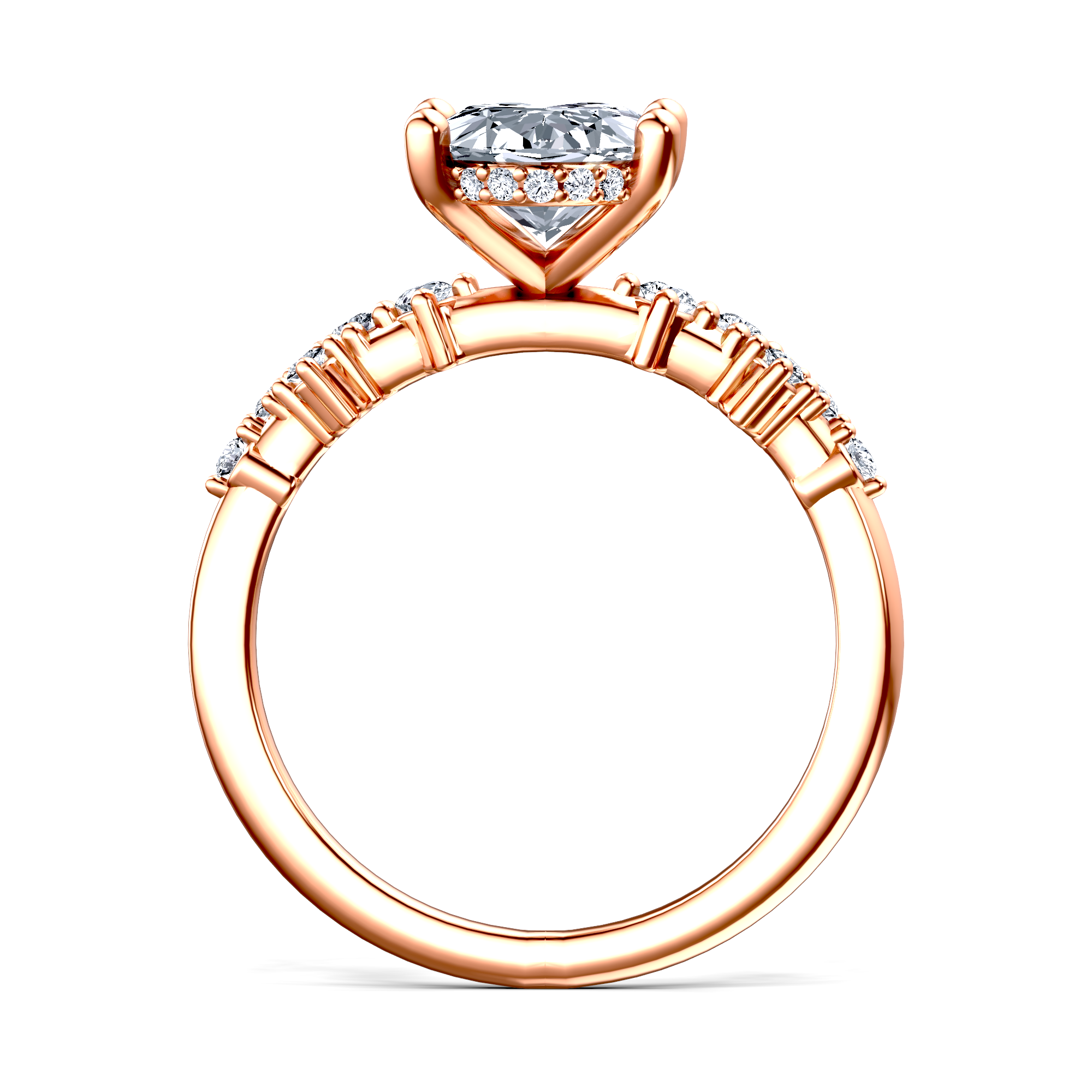 Image for 14K Rose Gold Oval Side stone engagement ring
