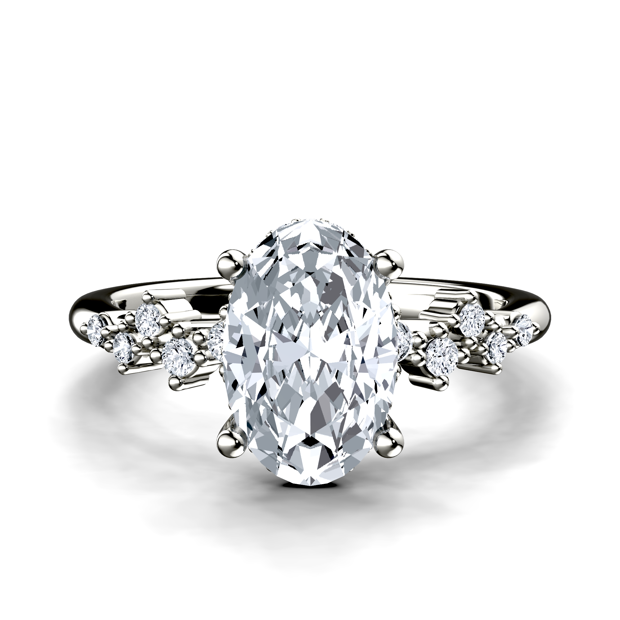 Image for Platinum Oval Side stone engagement ring