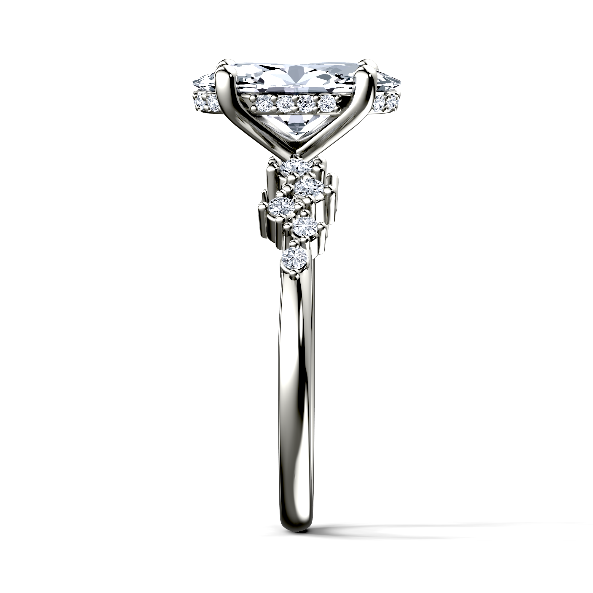 Image for Platinum Oval Side stone engagement ring