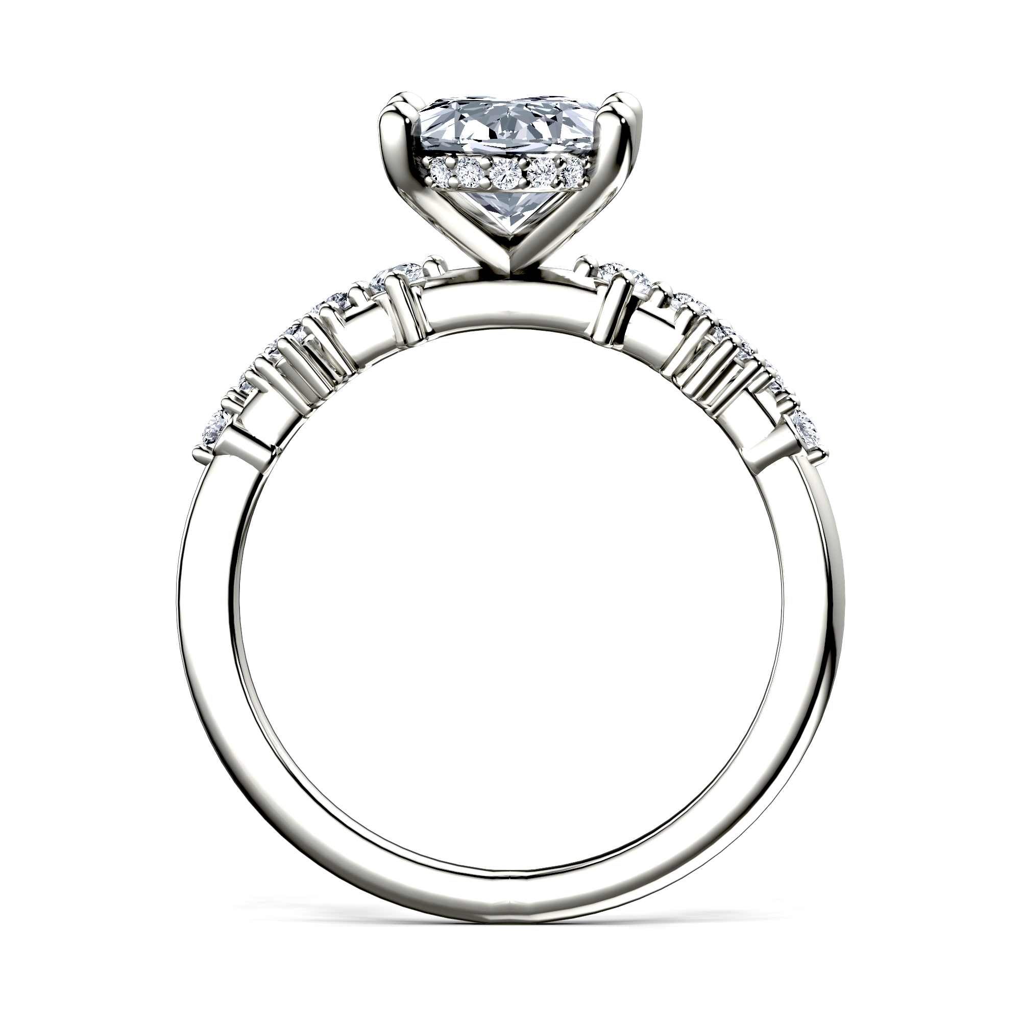 Image for 18K White Gold Oval Side stone engagement ring
