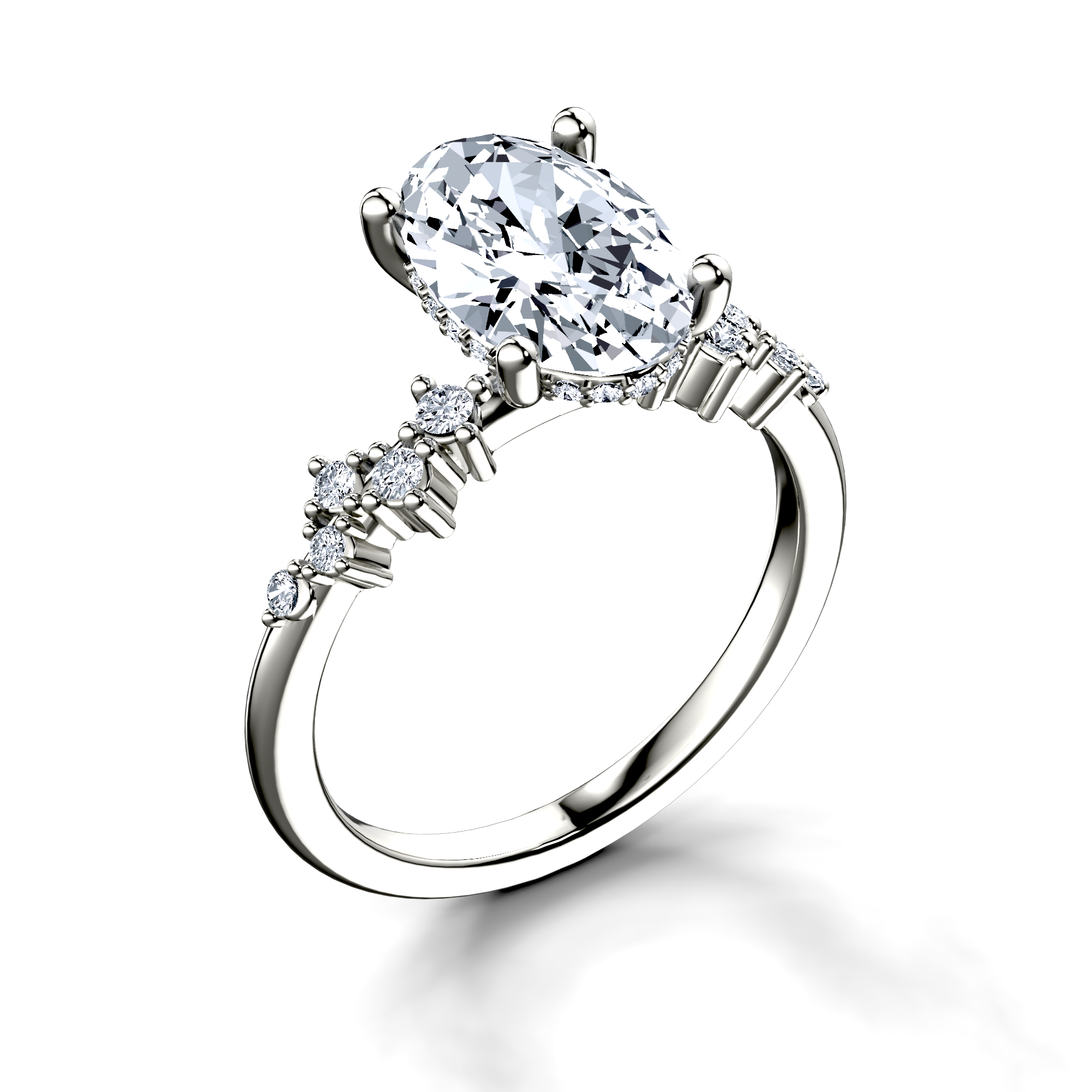 Image for Platinum Oval Side stone engagement ring
