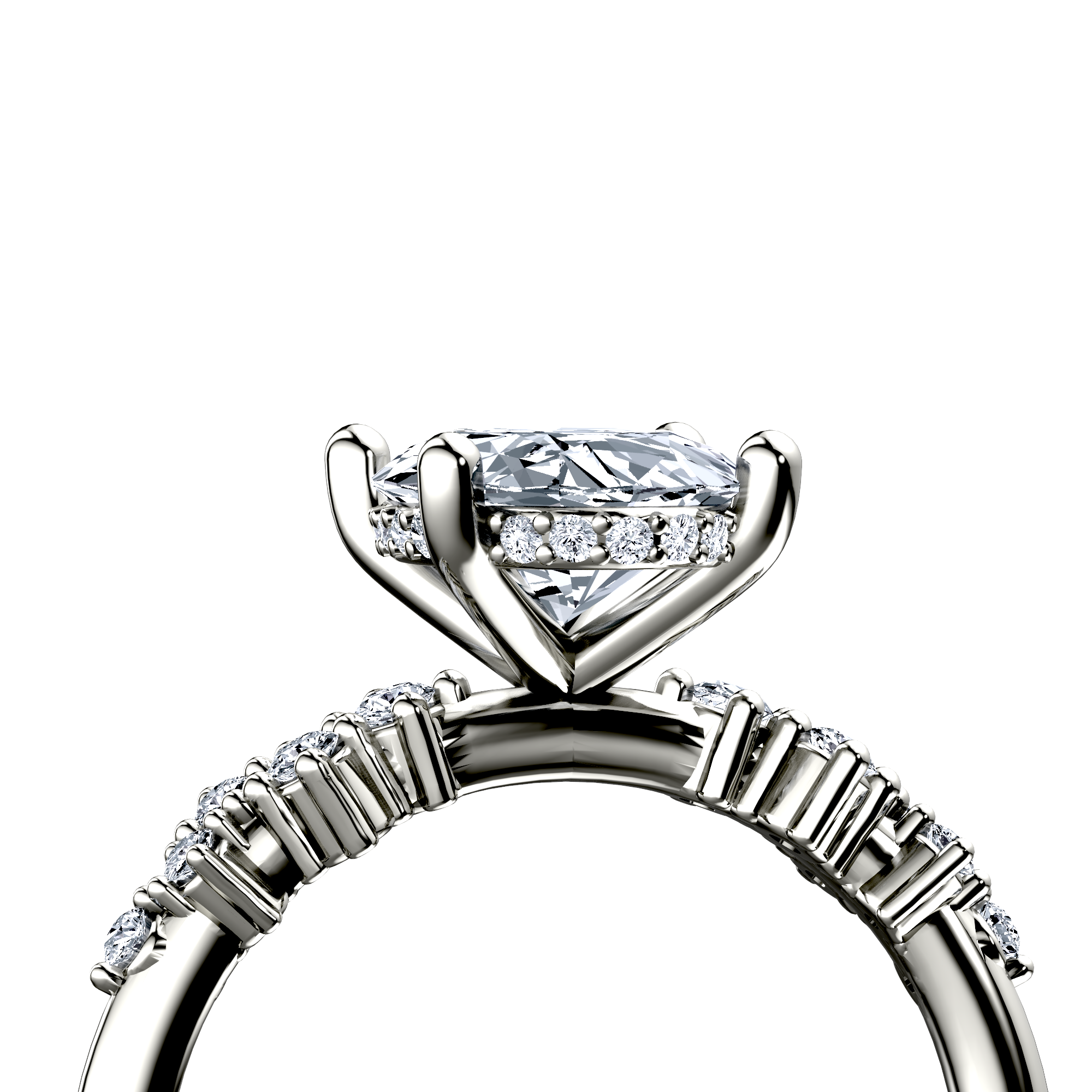 Image for 14K White Gold Oval Side stone engagement ring