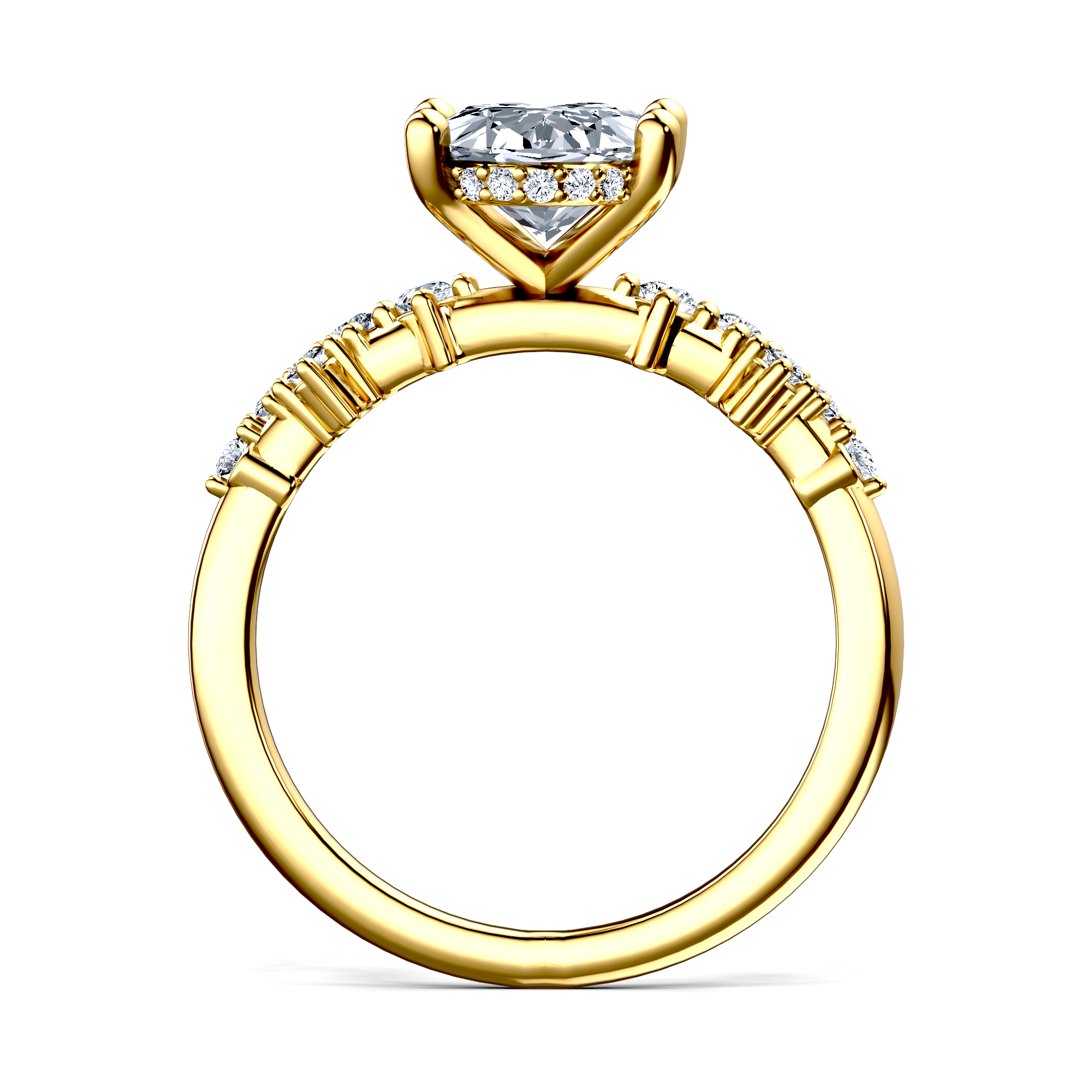 Image for 18K Yellow Gold Oval Side stone engagement ring