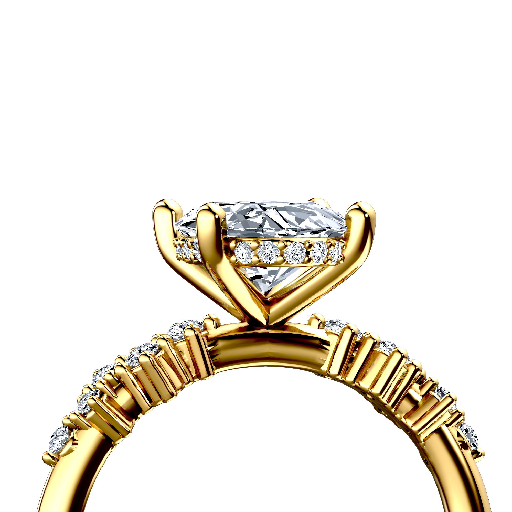 Image for 18K Yellow Gold Oval Side stone engagement ring