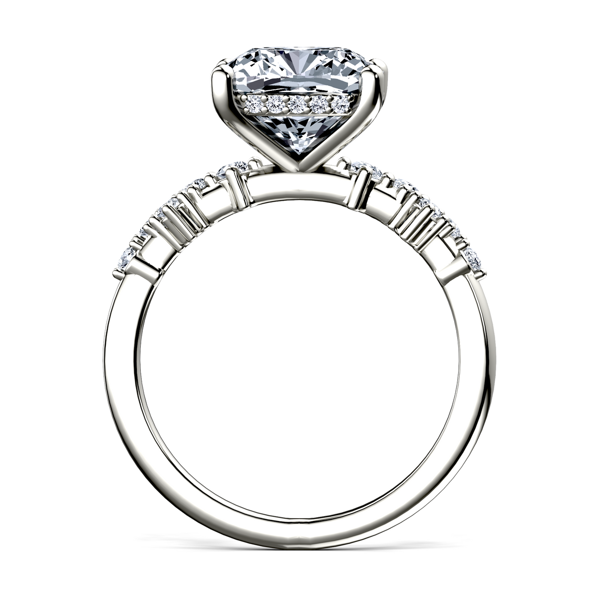 Image for 14K White Gold Cushion Side stone engagement ring