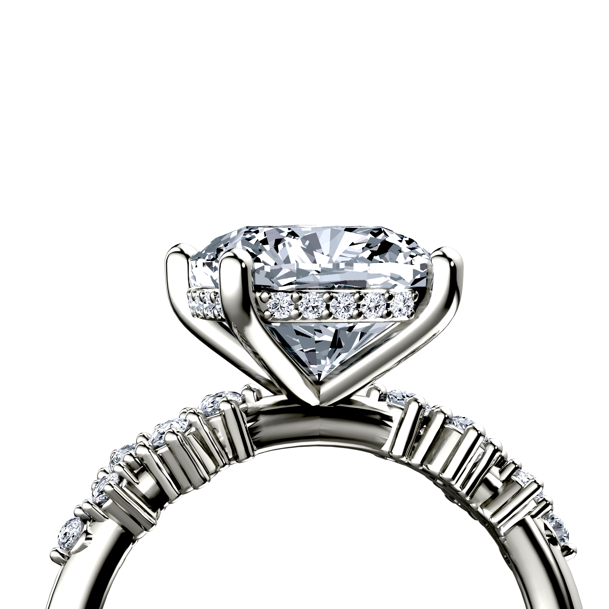 Image for Platinum Cushion Side stone engagement ring