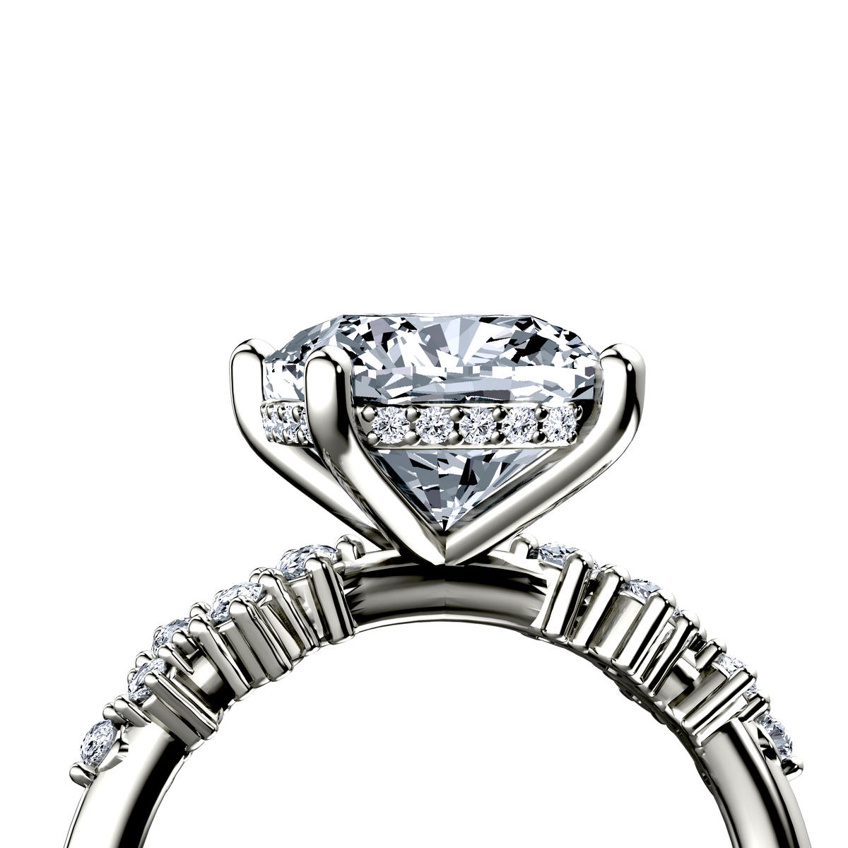 Image for Platinum Cushion Side stone engagement ring