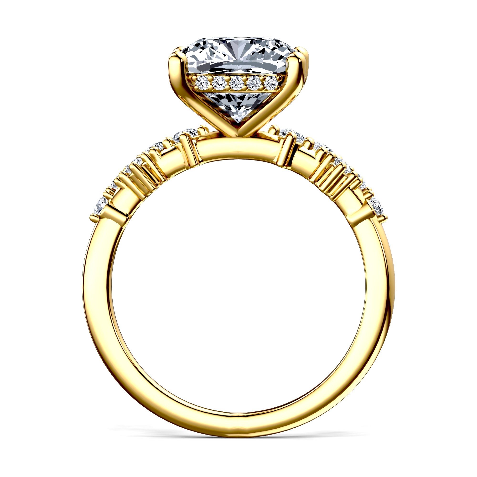 Image for 18K Yellow Gold Cushion Side stone engagement ring