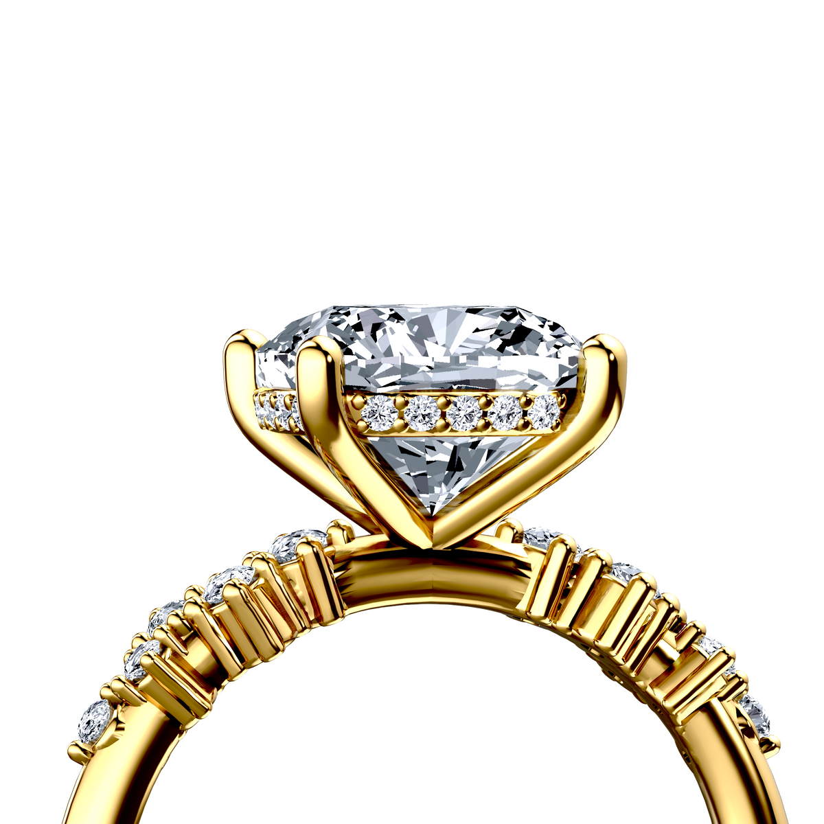Image for 18K Yellow Gold Cushion Side stone engagement ring