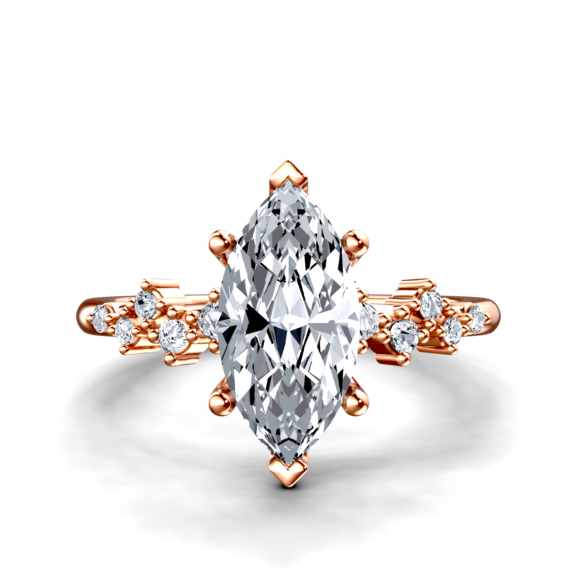 Image for 18K Rose Gold Marquise Side stone engagement ring