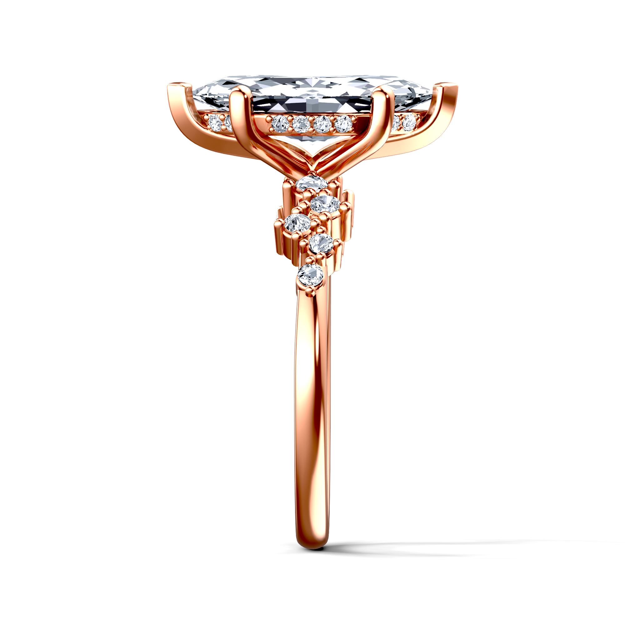 Image for 18K Rose Gold Marquise Side stone engagement ring