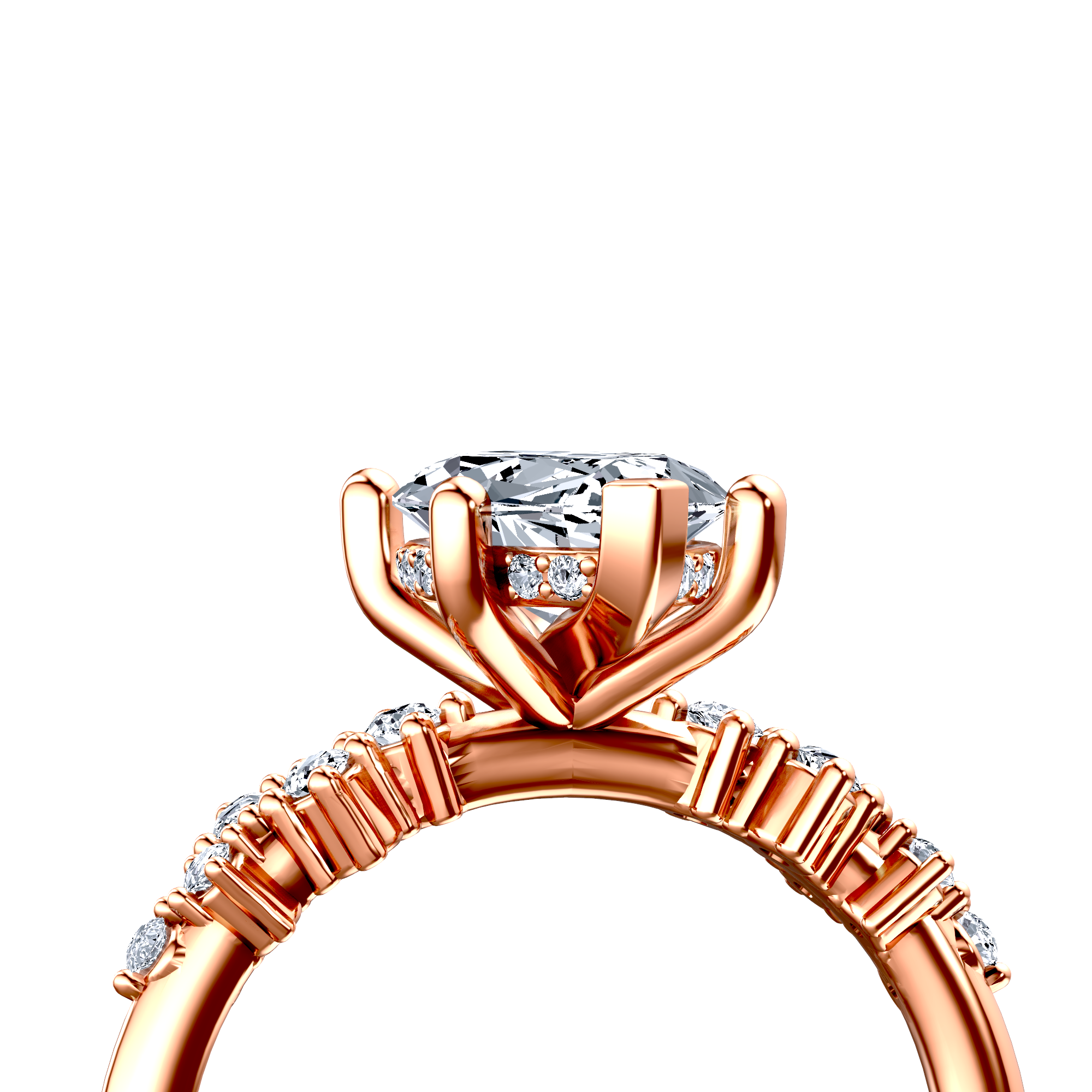 Image for 18K Rose Gold Marquise Side stone engagement ring