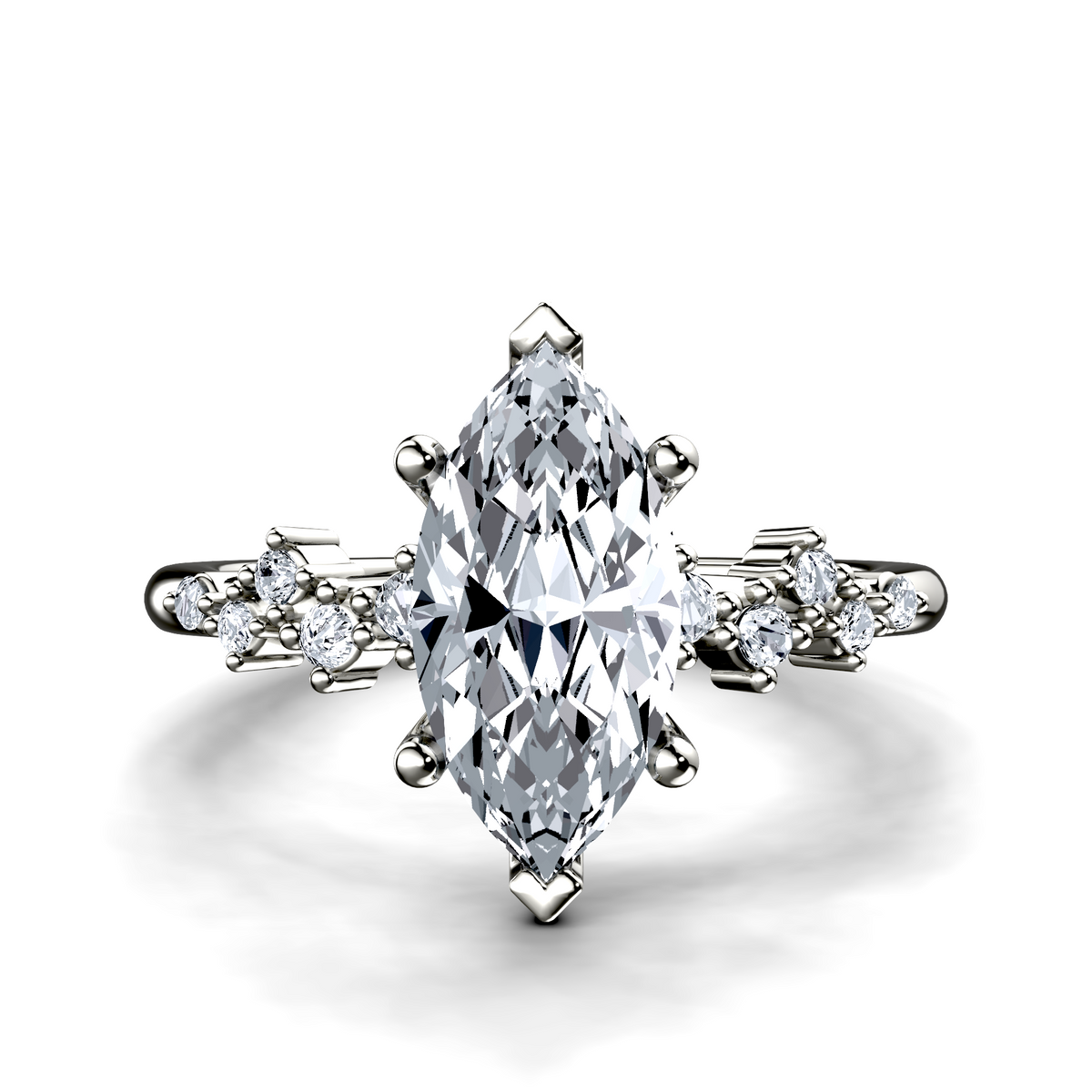 Image for 18K White Gold Marquise Side stone engagement ring
