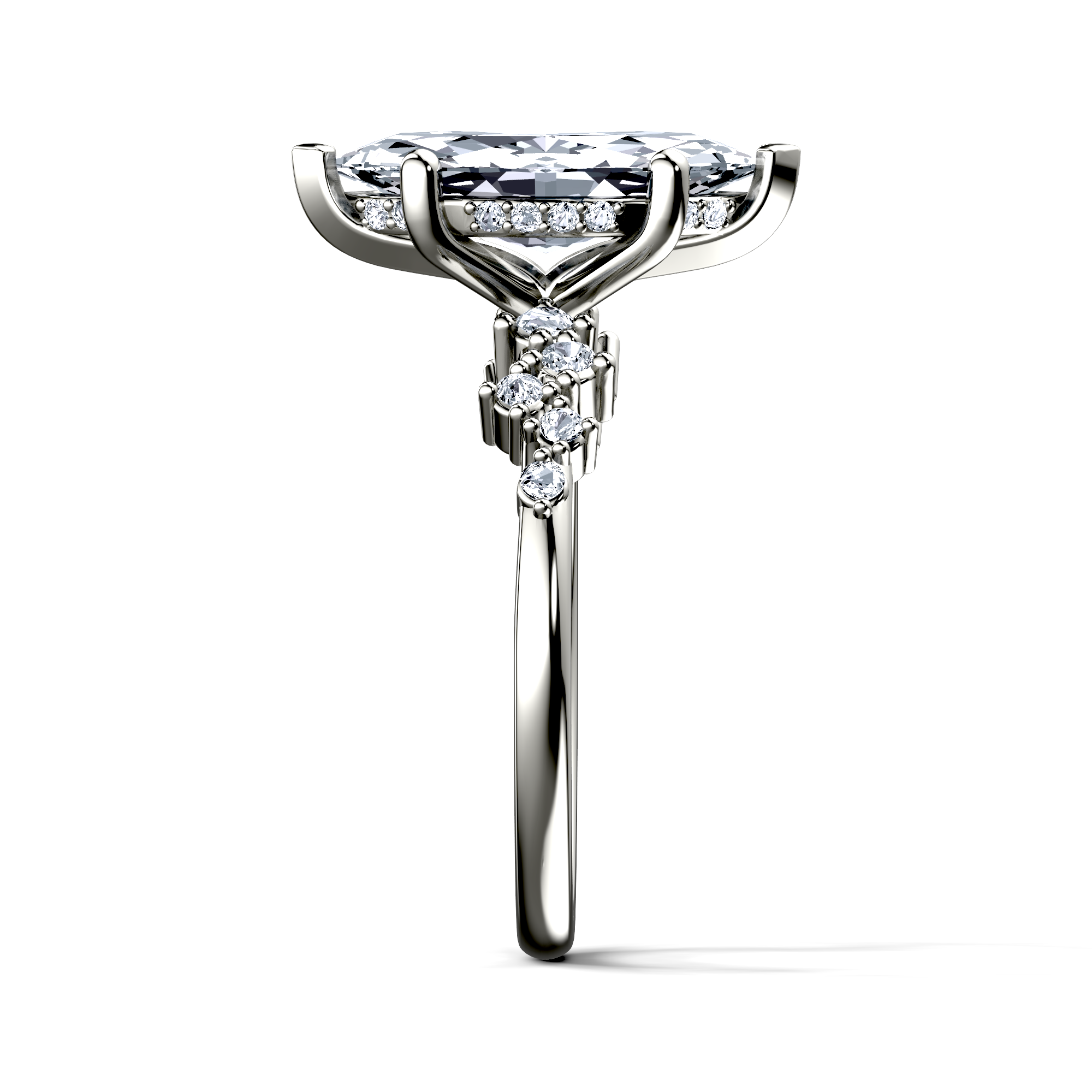 Image for 18K White Gold Marquise Side stone engagement ring