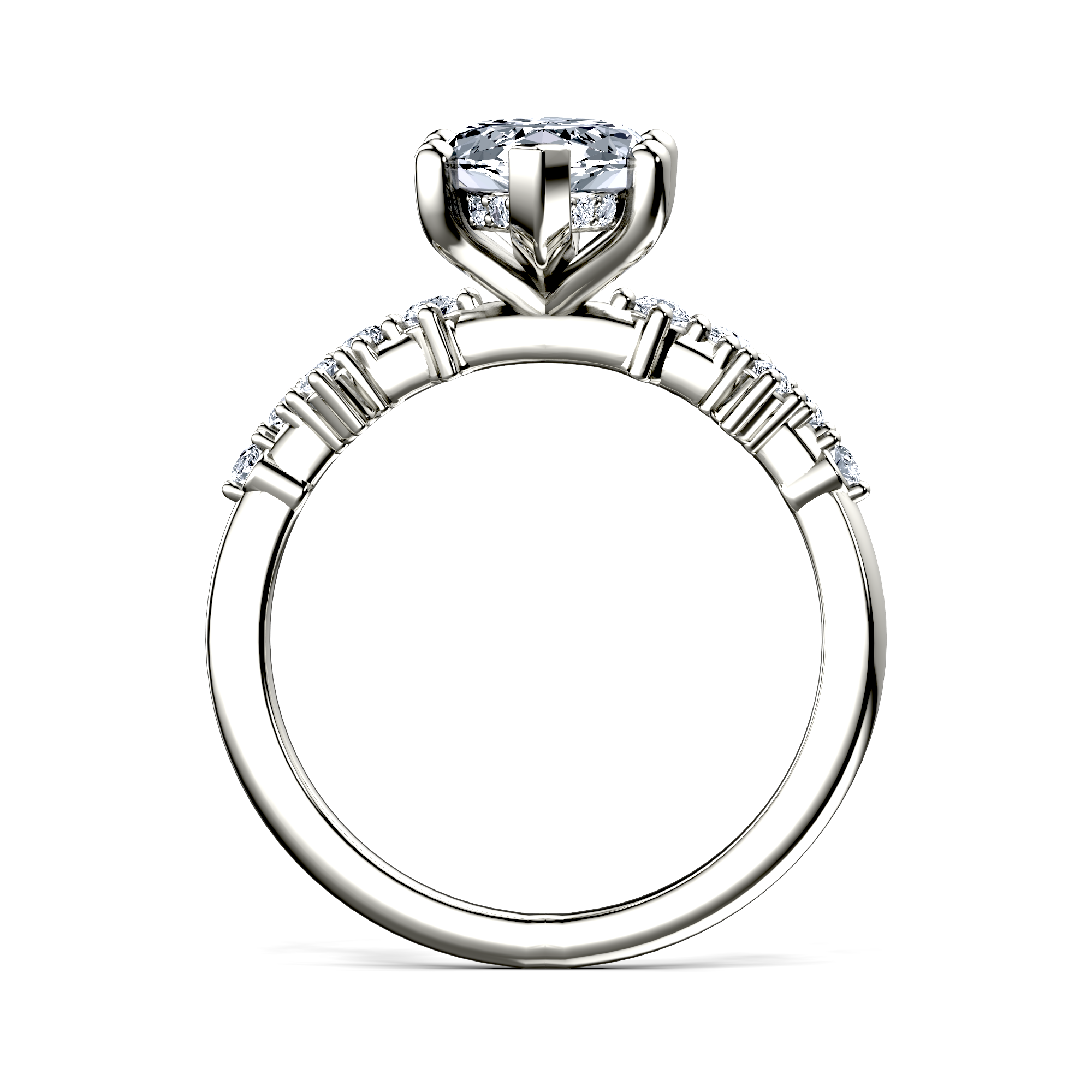 Image for 18K White Gold Marquise Side stone engagement ring