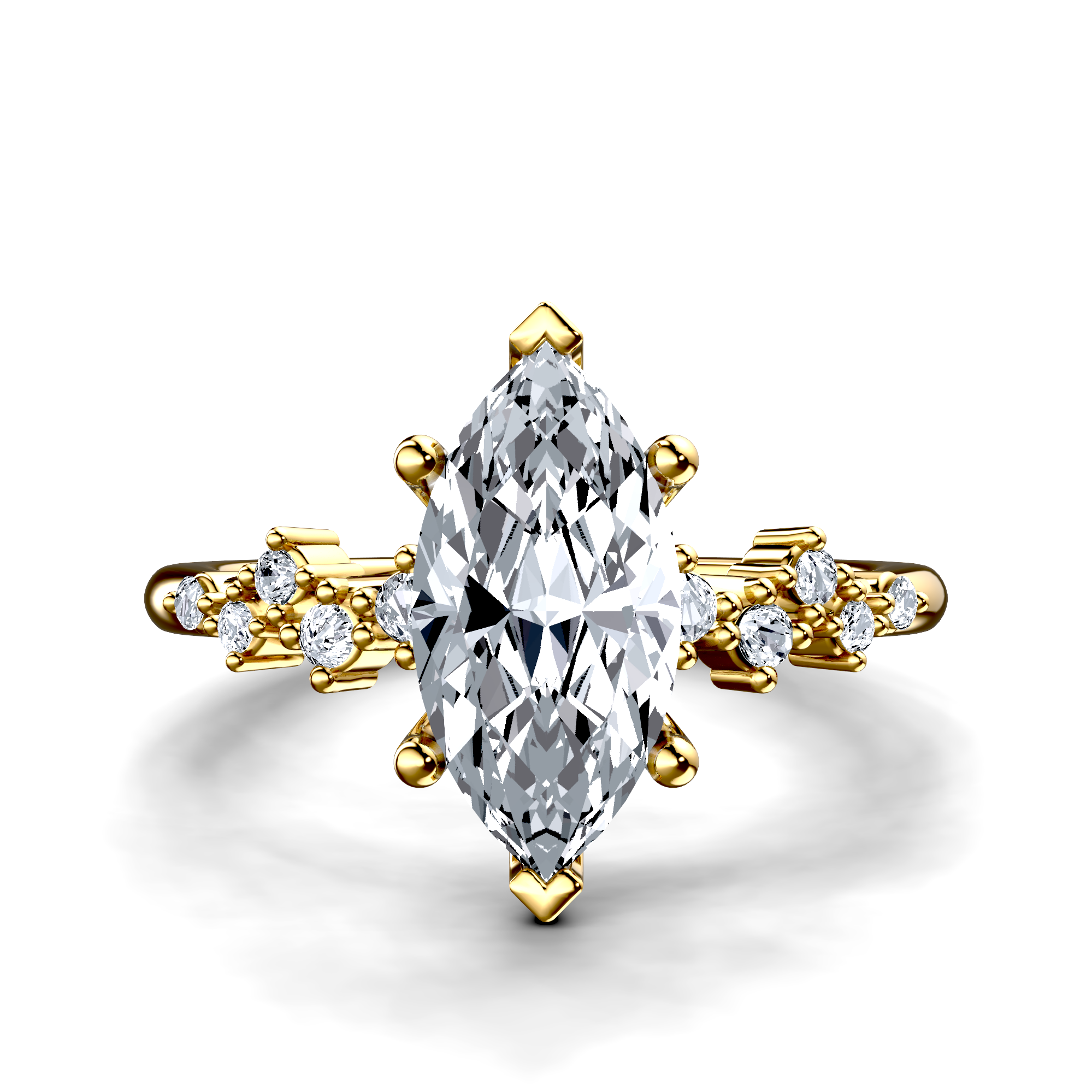 Image for 18K Yellow Gold Marquise Side stone engagement ring