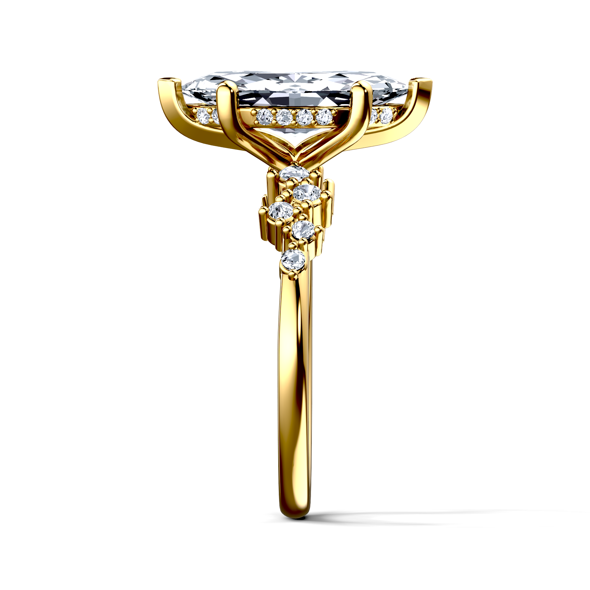 Image for 18K Yellow Gold Marquise Side stone engagement ring
