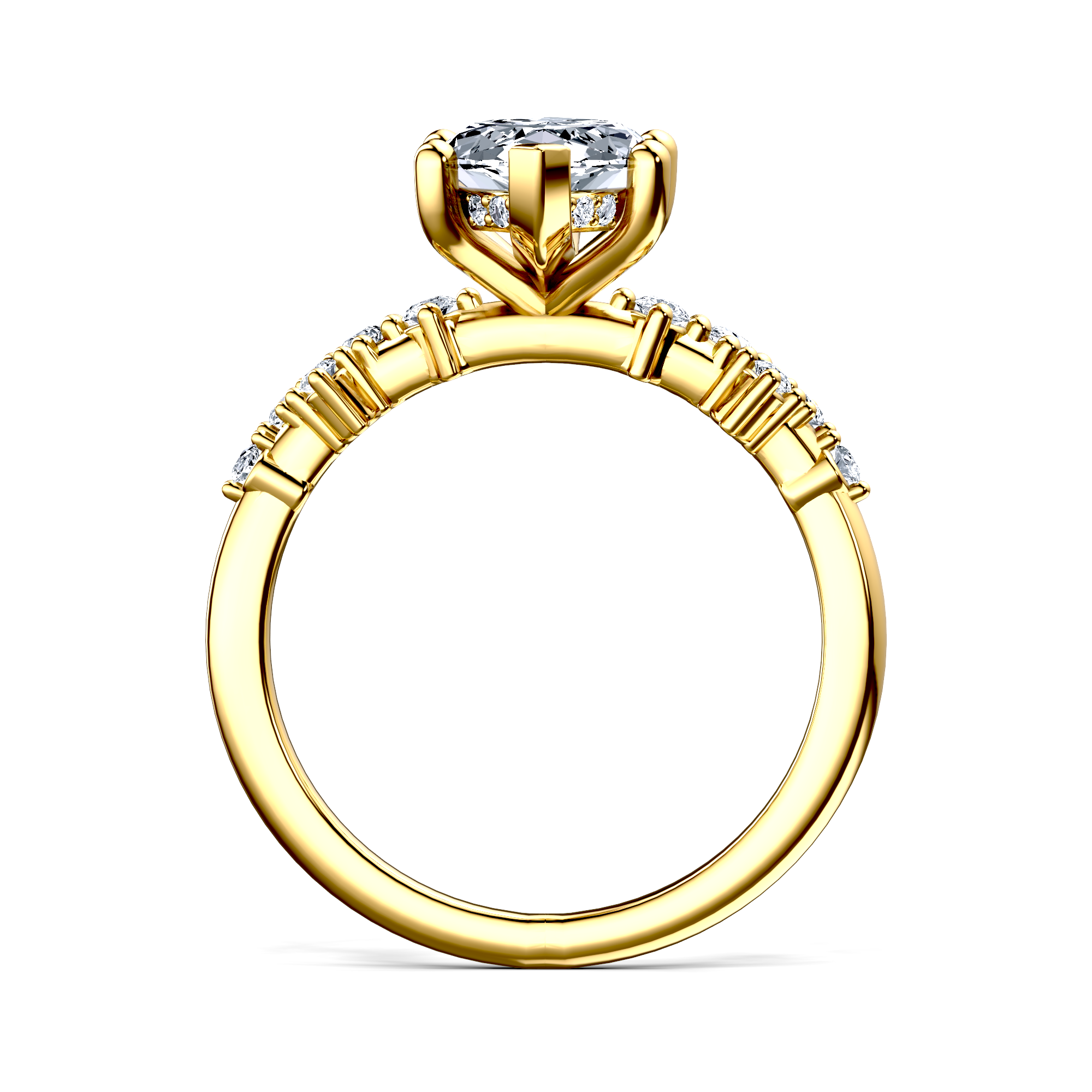 Image for 18K Yellow Gold Marquise Side stone engagement ring