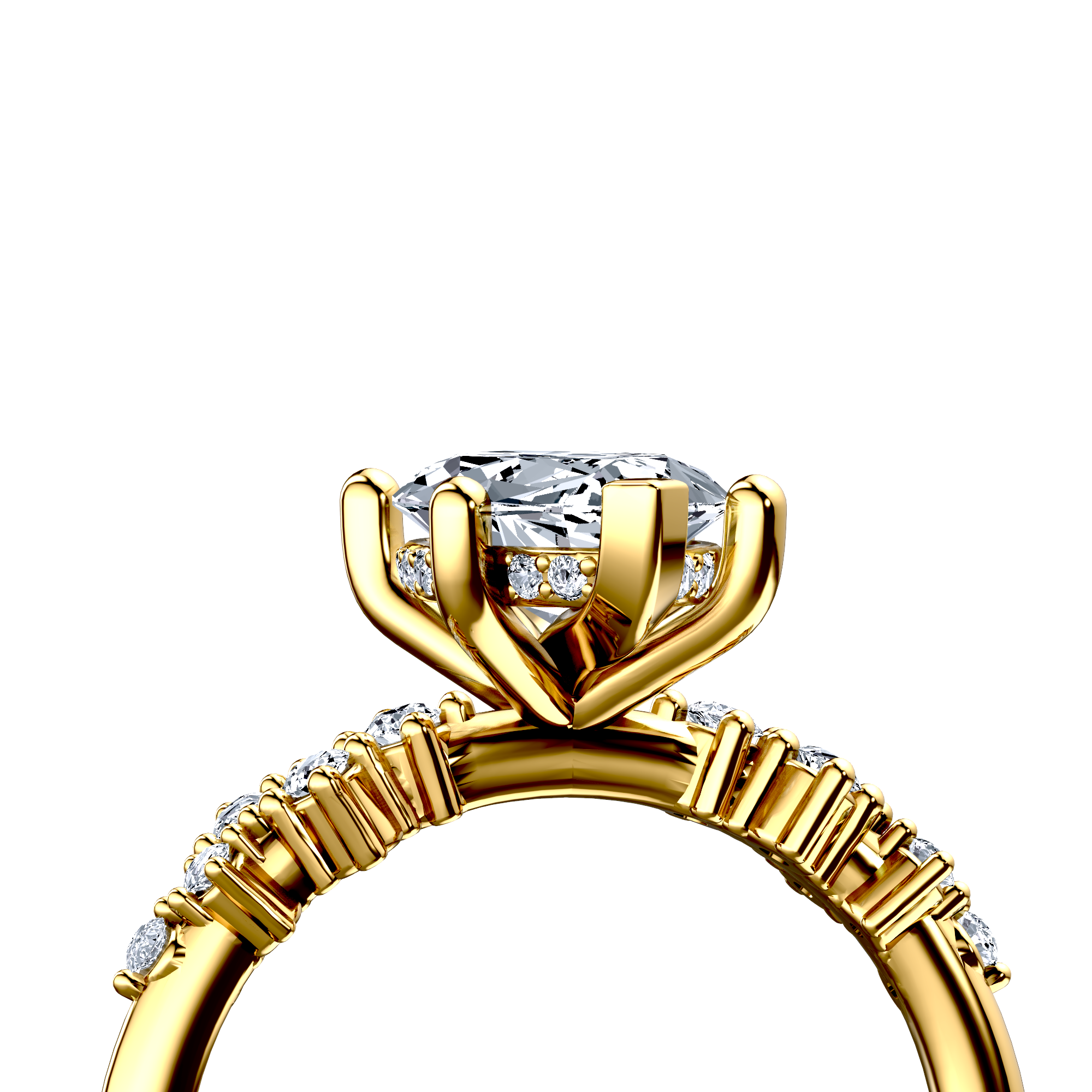 Image for 18K Yellow Gold Marquise Side stone engagement ring