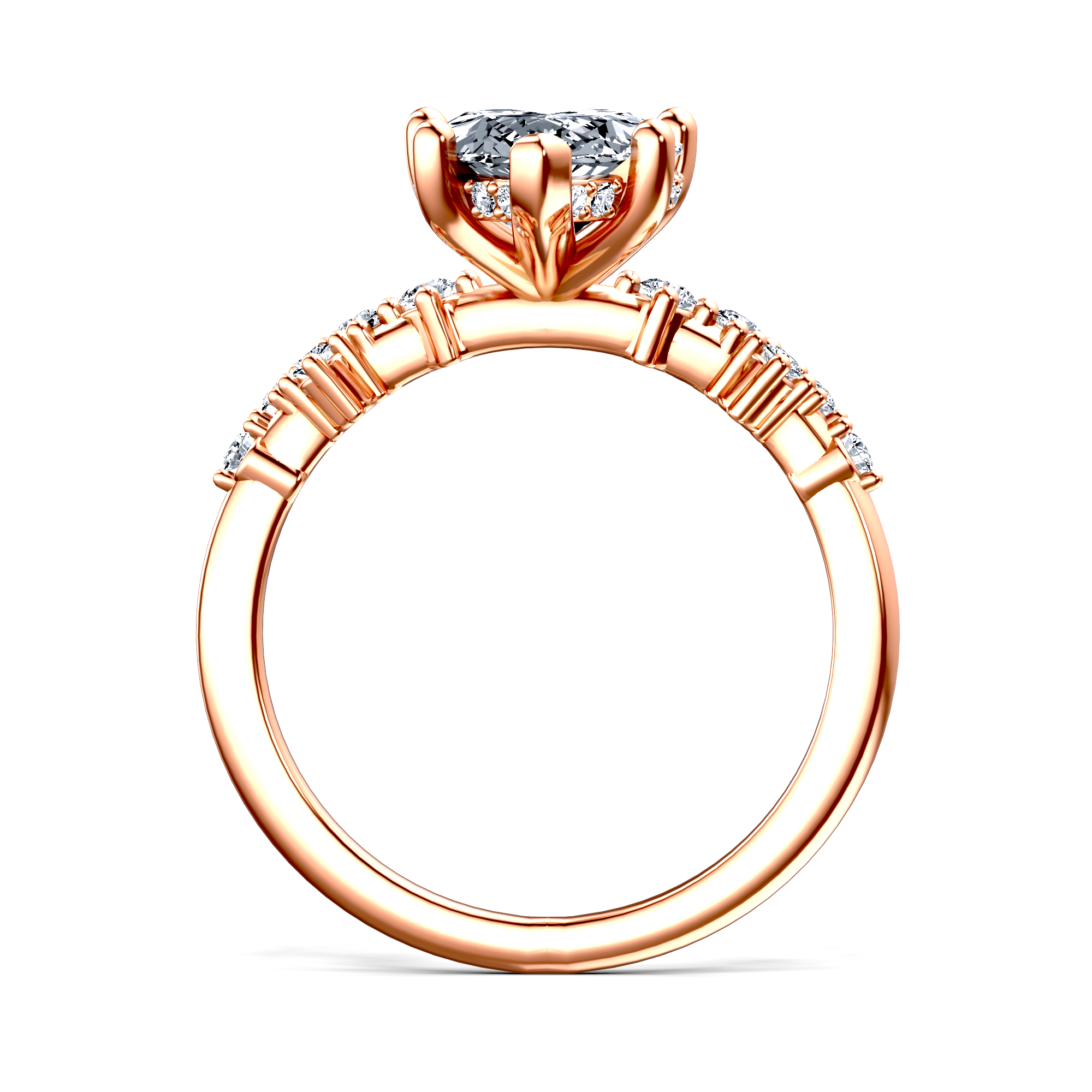 Image for 18K Rose Gold Pear Side stone engagement ring