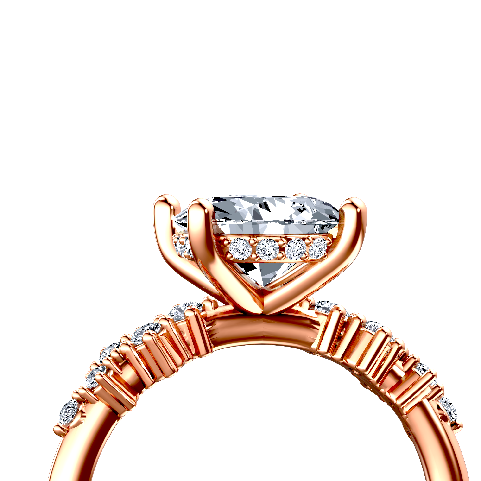 Image for 18K Rose Gold Pear Side stone engagement ring