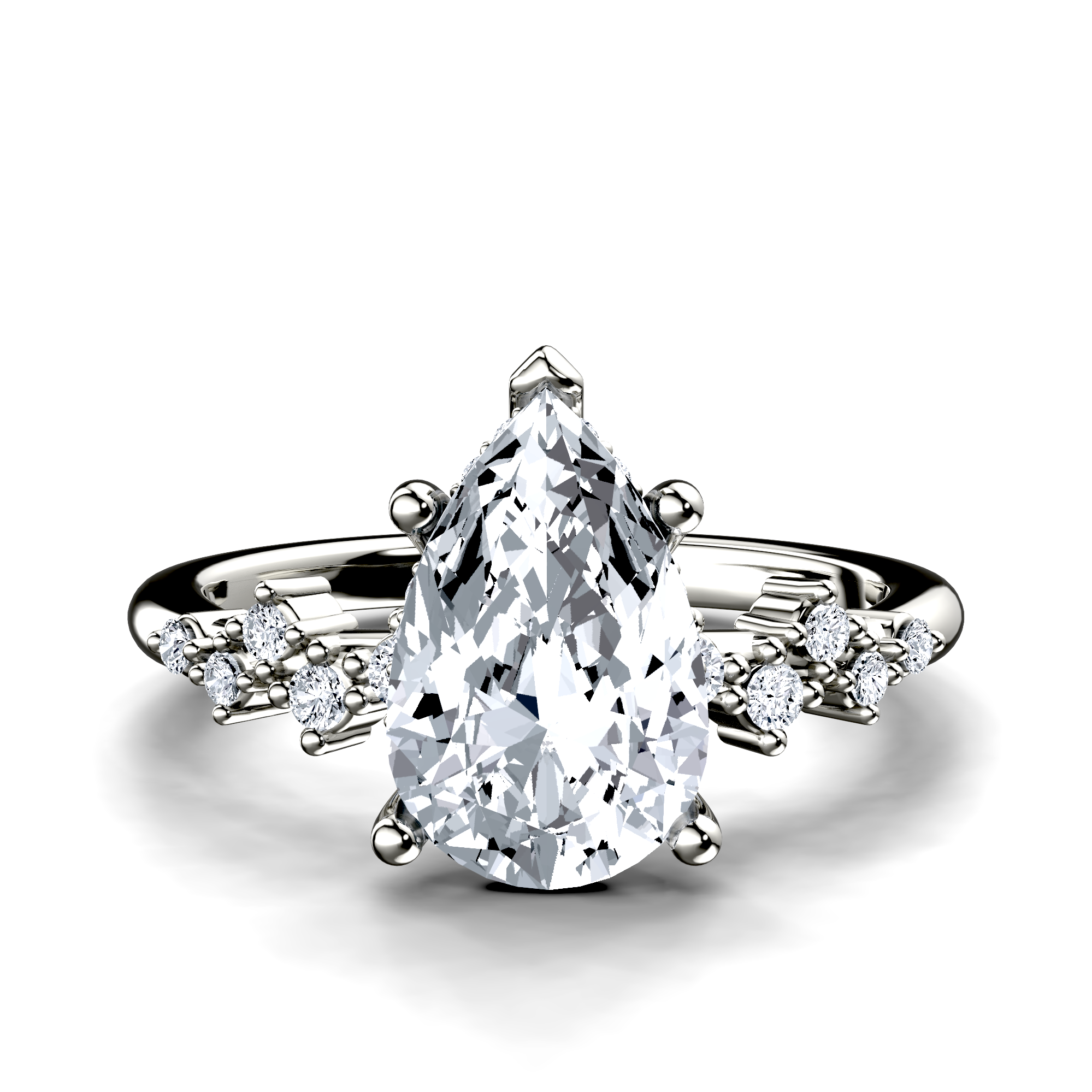 Image for Platinum Pear Side stone engagement ring