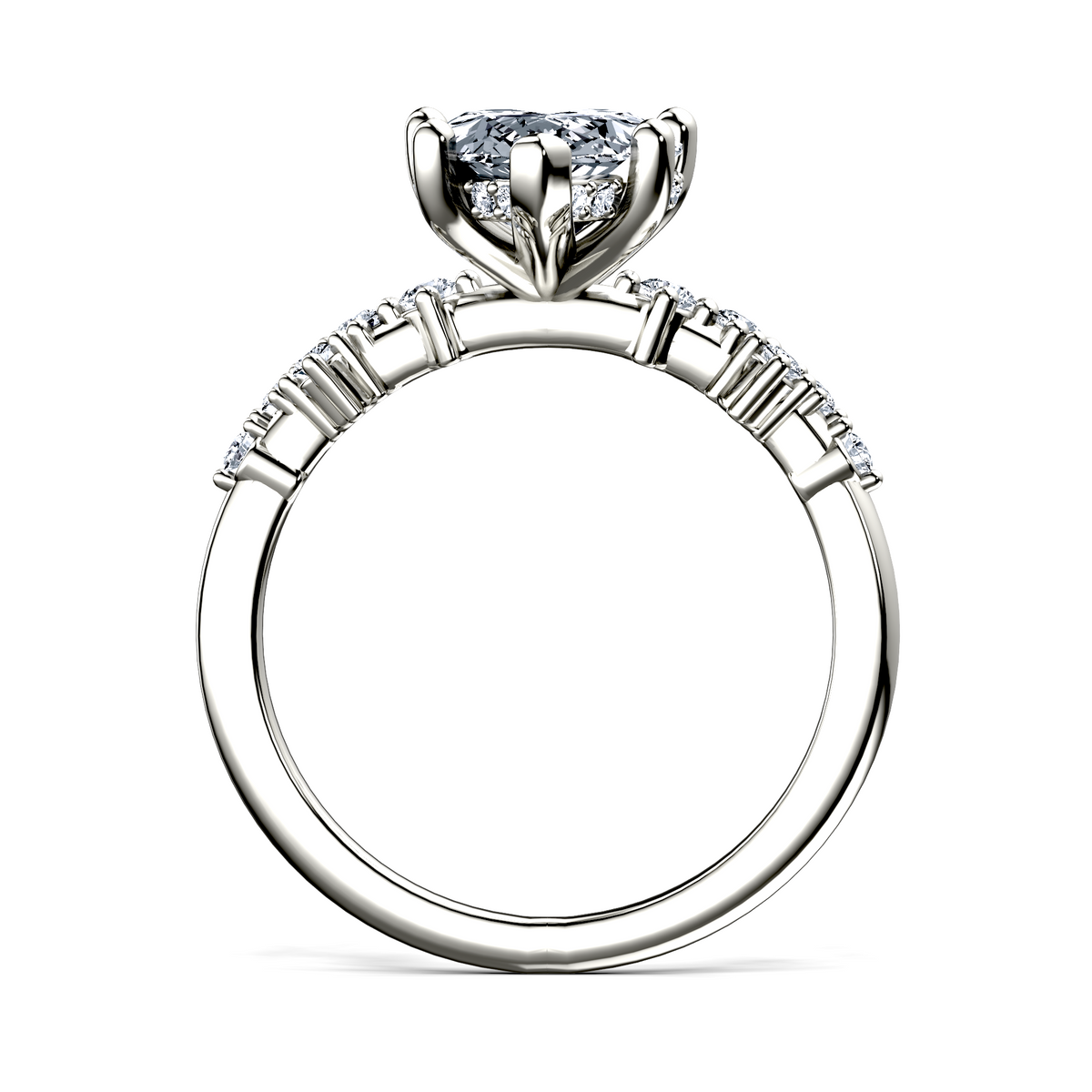 Image for 14K White Gold Pear Side stone engagement ring
