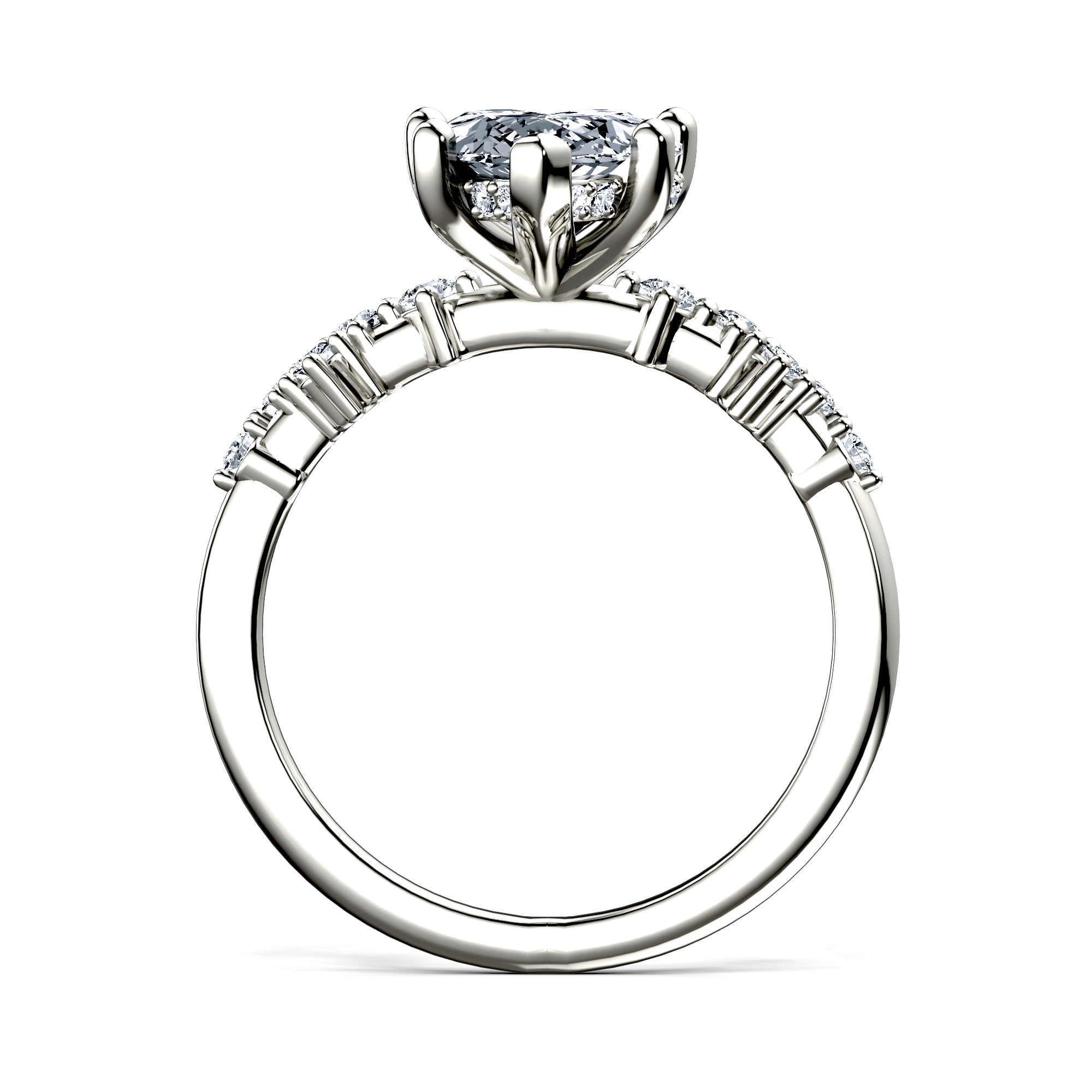 Image for 18K White Gold Pear Side stone engagement ring