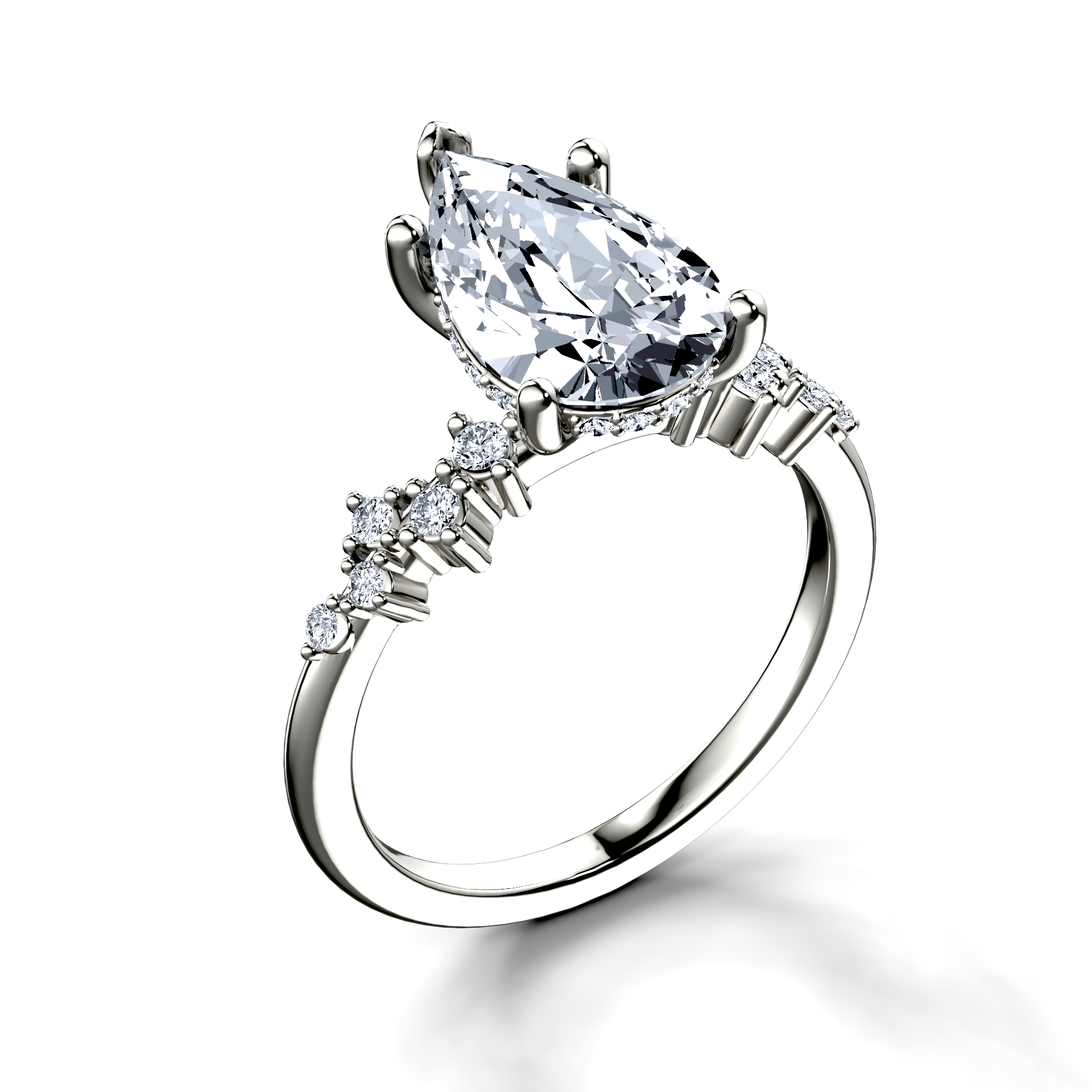 Image for Platinum Pear Side stone engagement ring