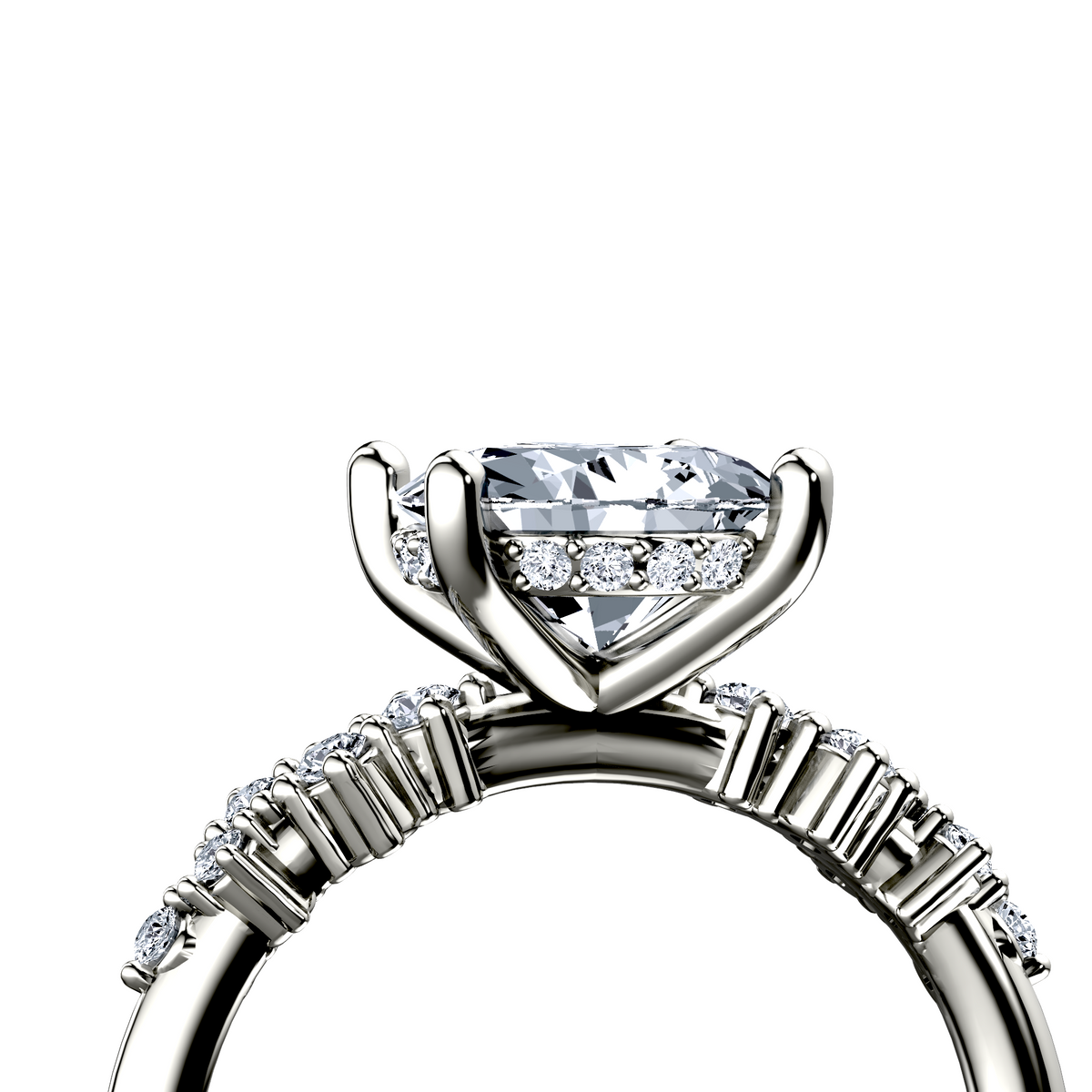 Image for 18K White Gold Pear Side stone engagement ring