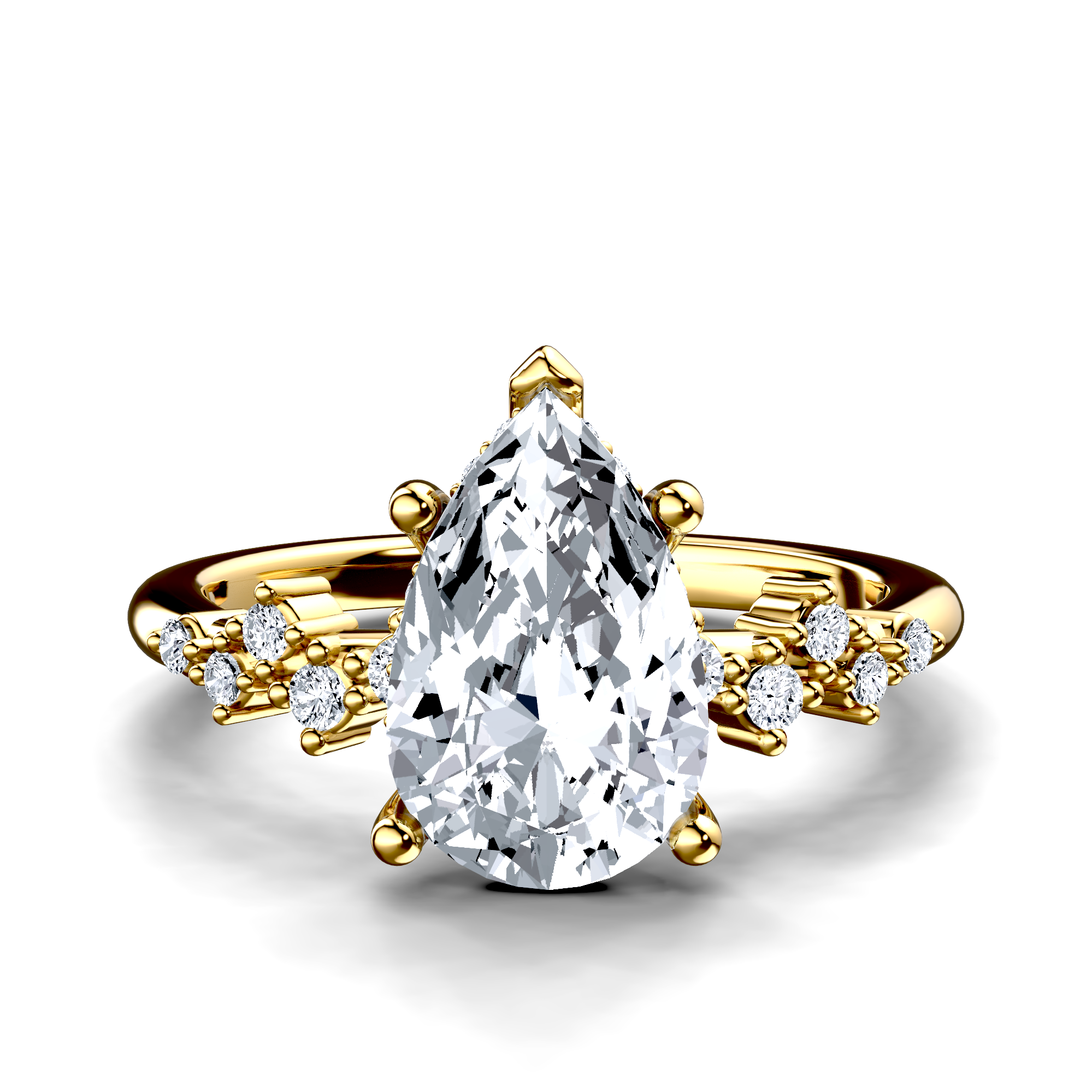 Image for 18K Yellow Gold Pear Side stone engagement ring