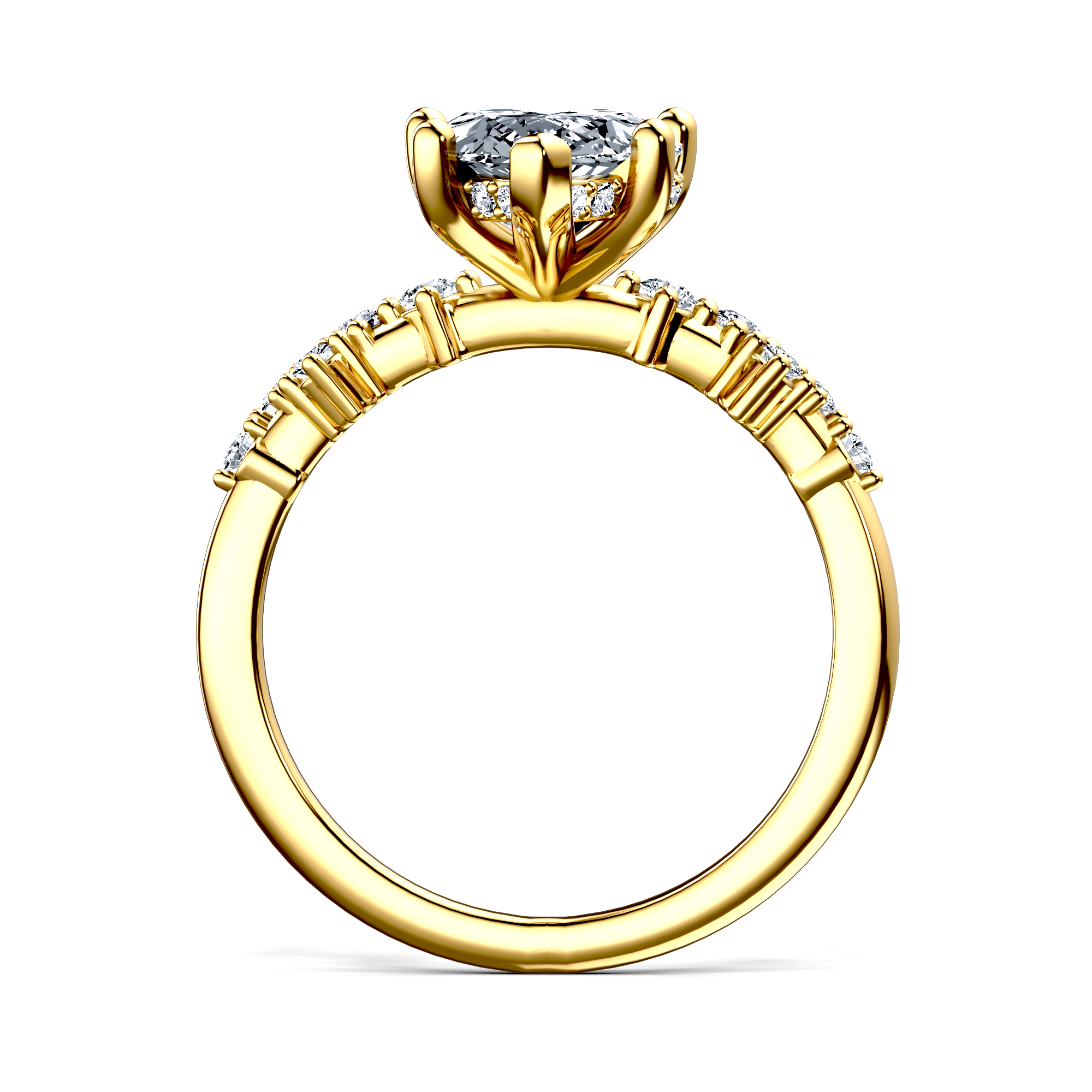 Image for 18K Yellow Gold Pear Side stone engagement ring