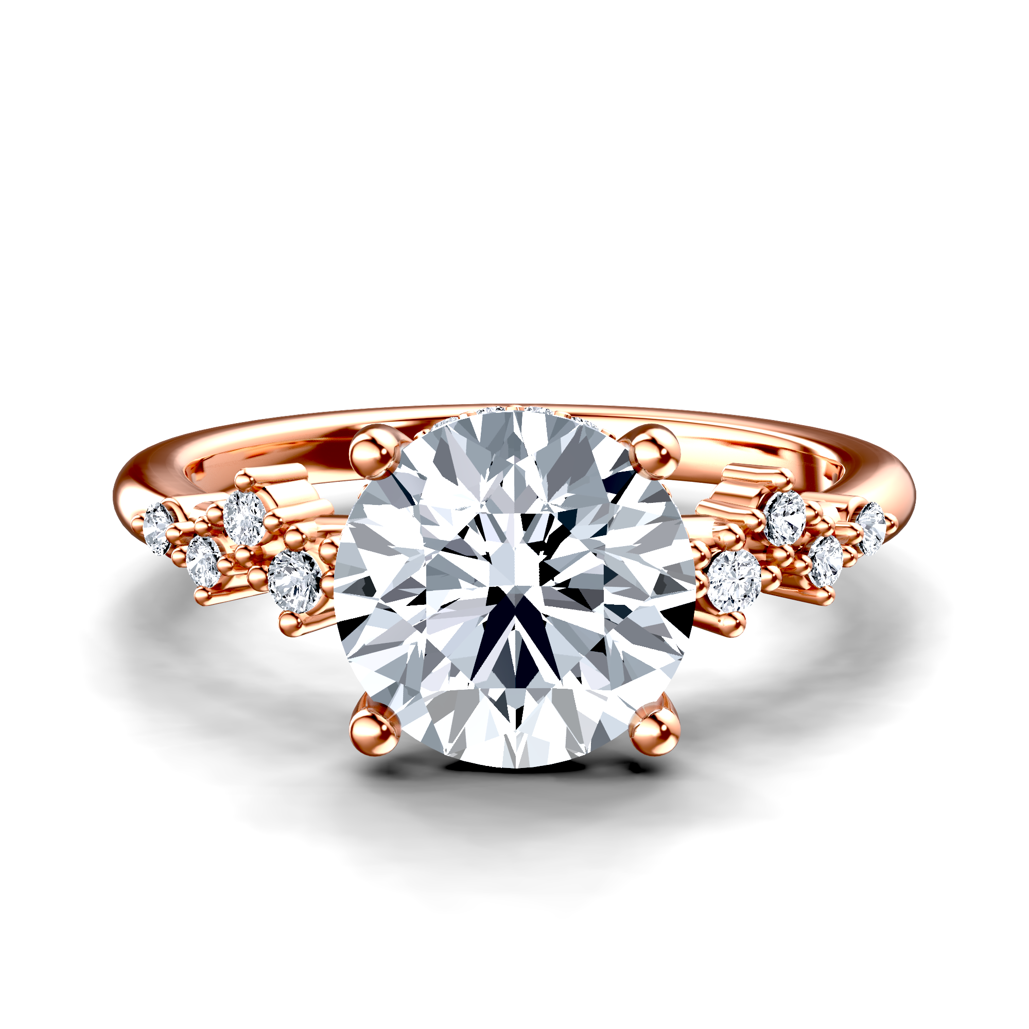 Image for 14K Rose Gold Round Side stone engagement ring