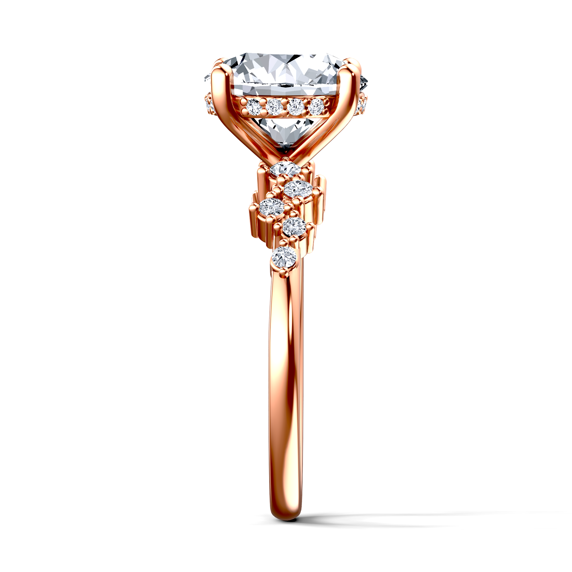 Image for 18K Rose Gold Round Side stone engagement ring